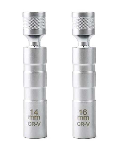 14mm&16mm Magnetic Swivel Spark Plug Socket, Thin Wall Magnetic Rotating 3/8″