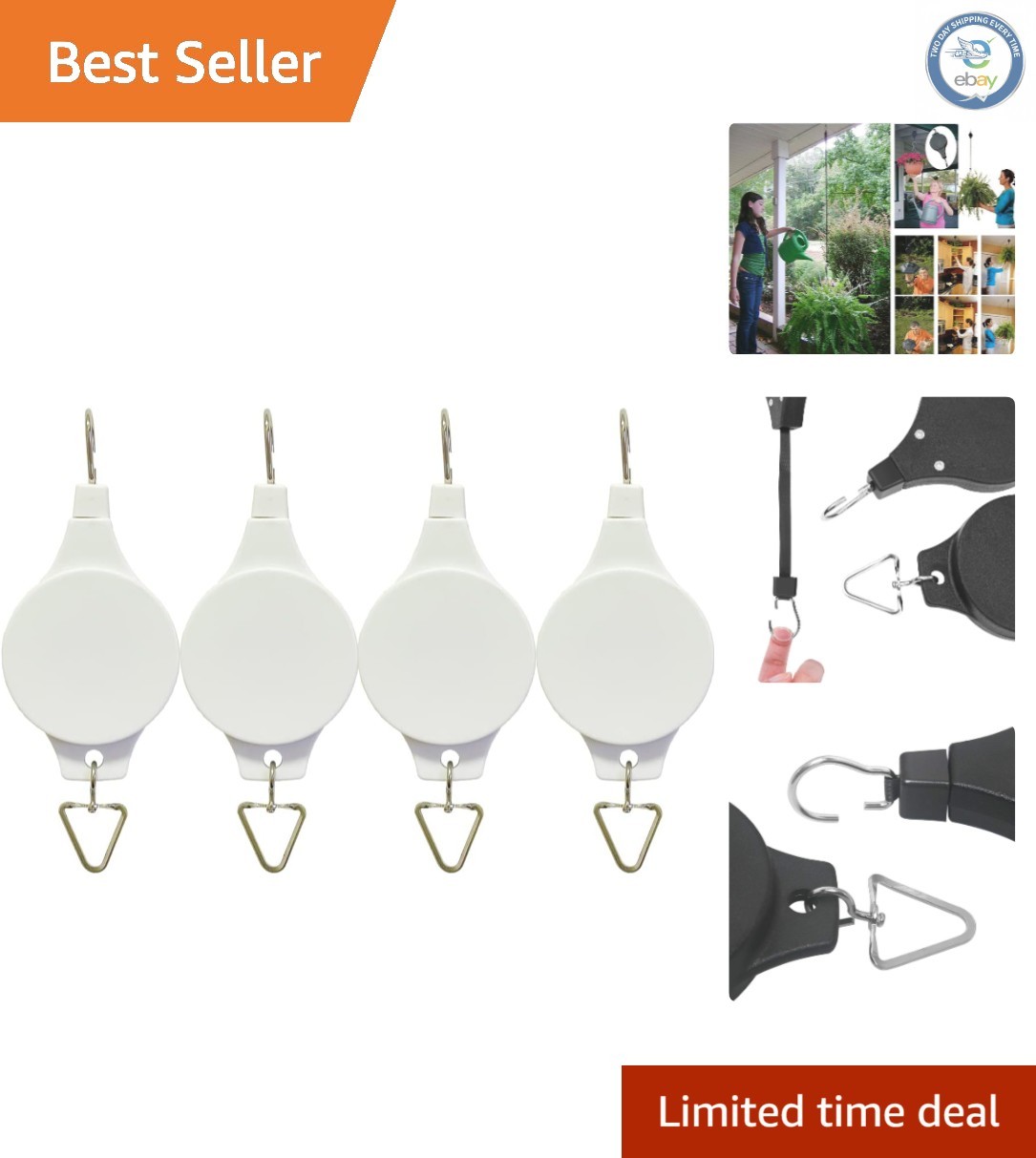 Adjustable Retractable Plant Hanger 4-Pack for High Ceilings – Garden Decor