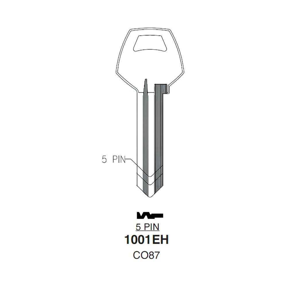 CO87 / 1001EH Key Blank 5-Pin Nickel