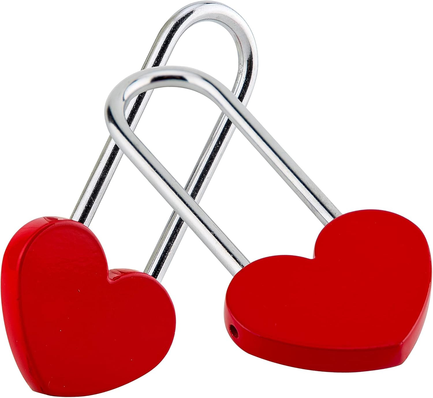 2PC Red Love Lock Heart Padlock, Aluminium Alloy Single Heart Lock for Lovers Co