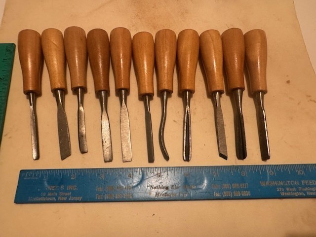 NOS 11 PC SET 5 1/2″ LONG – WOOD CARVING CHISELS & GOUGERS