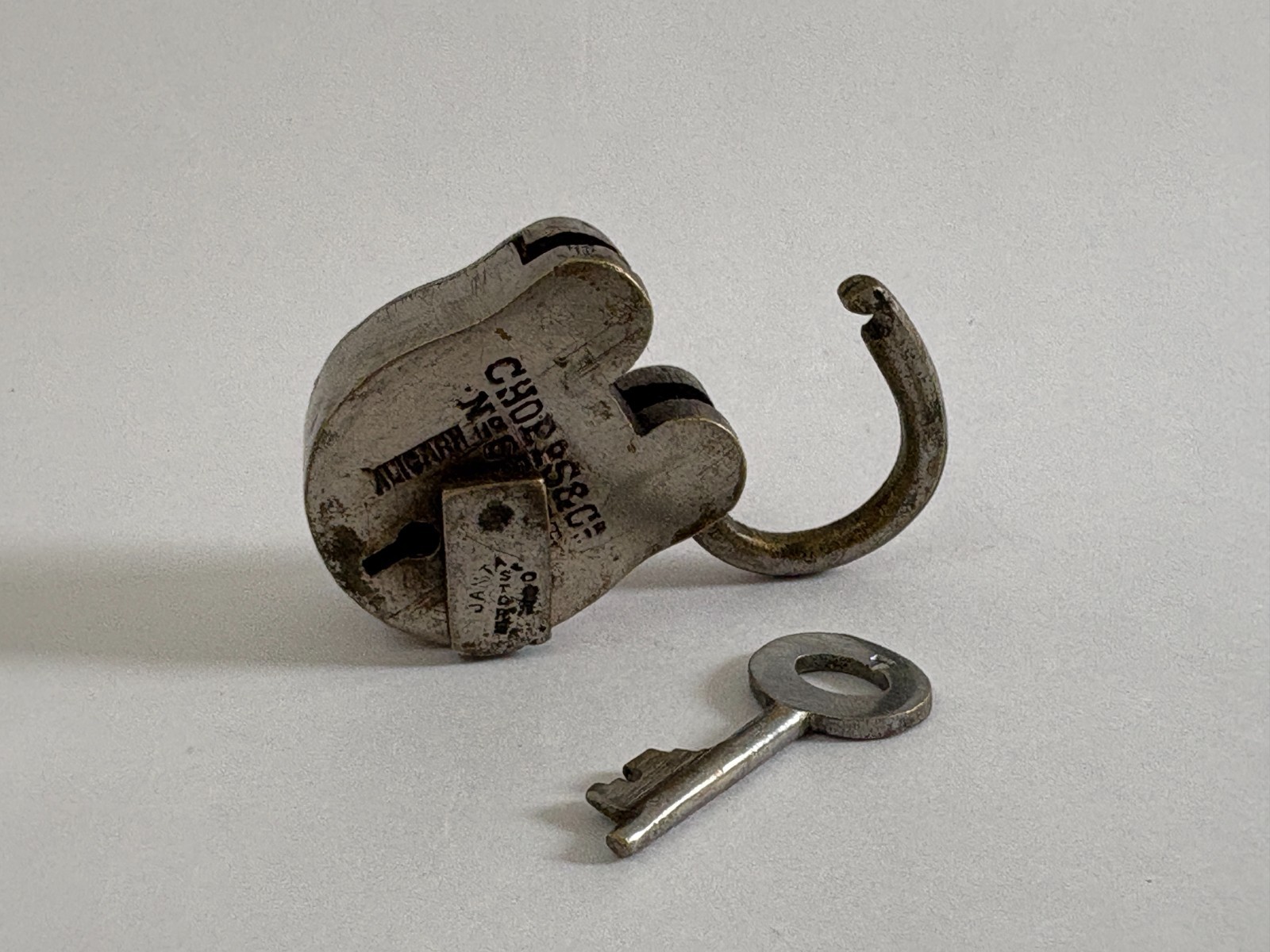 Vintage Brass Padlock with Original Key Rustic Collectible Lock Handmade Chopps