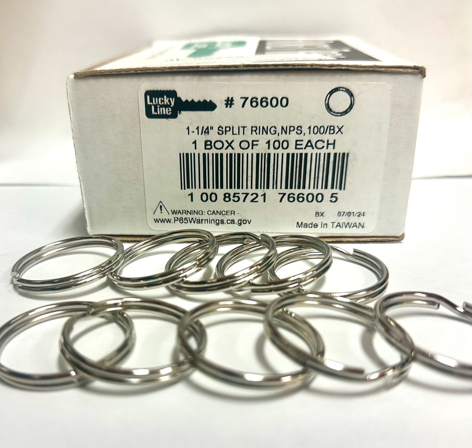 10 PACK, LUCKY LINE #76600 1-1/4″ SPLIT KEY RING, NEW FROM BOX