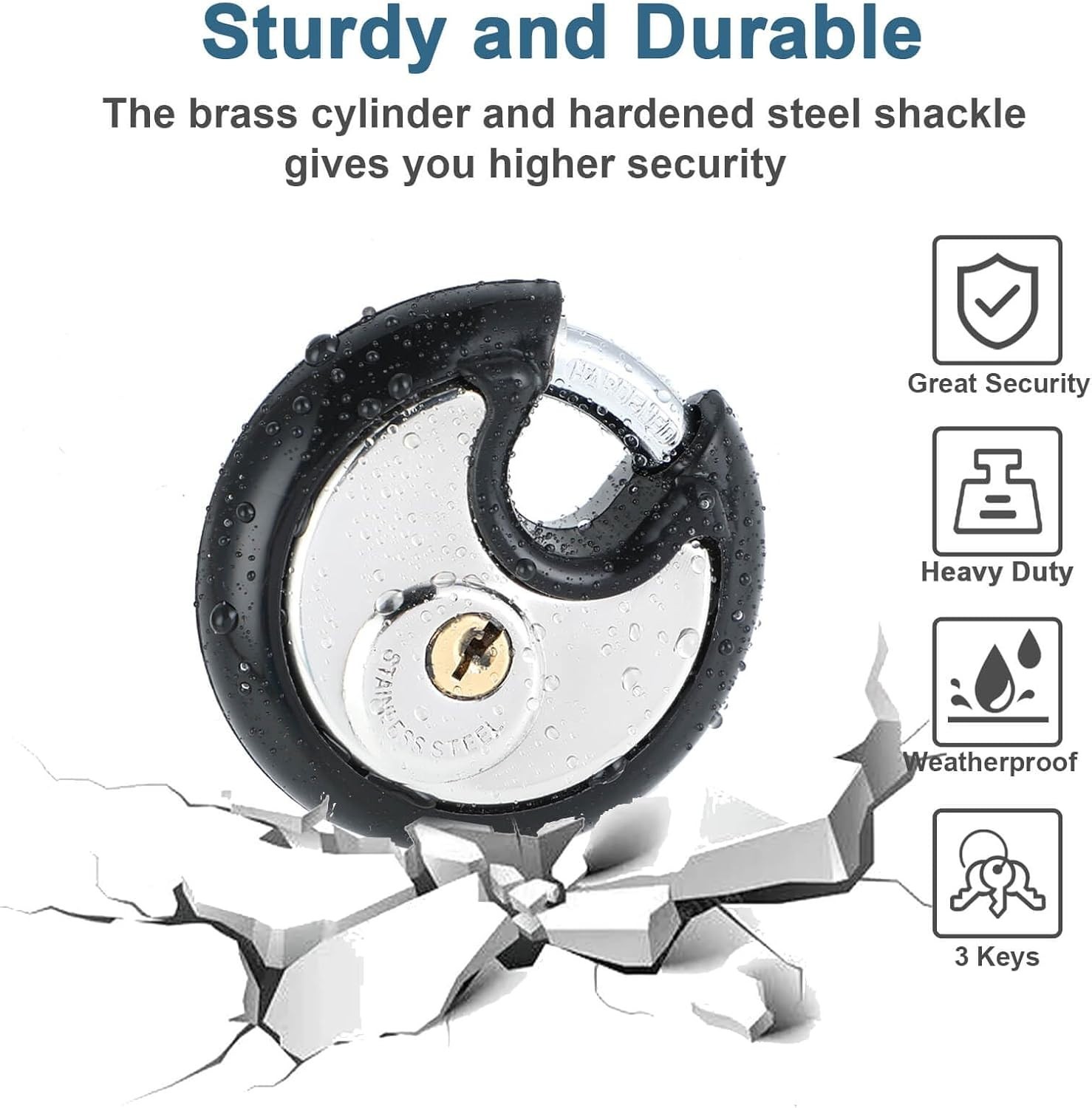 Heavy Duty Discus Padlock Set – 4 Pack with 8 Same Keys for Ultimate Security