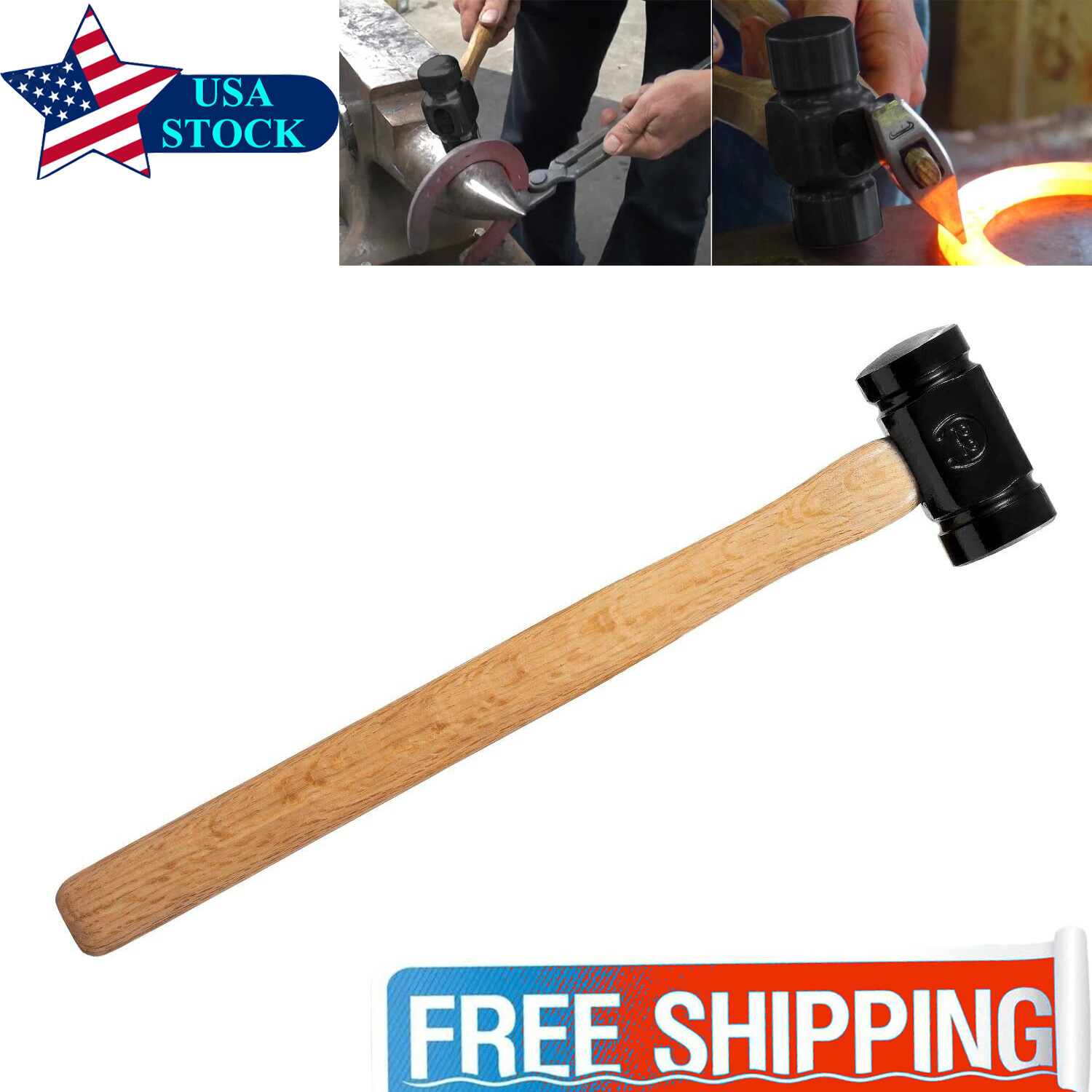 61B 36 OZ Blacksmith Farrier Rounding Hammer Tool For Blacksmithing Forging