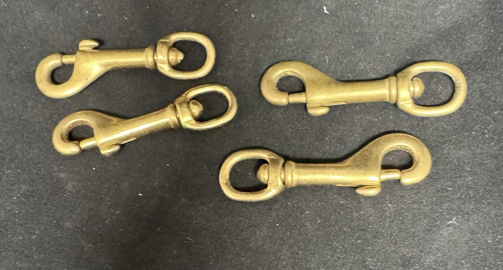 4 Pack Vintage Solid Brass Trigger Snap Swivel Dog Horse Snap Hook 3 Inch NOS