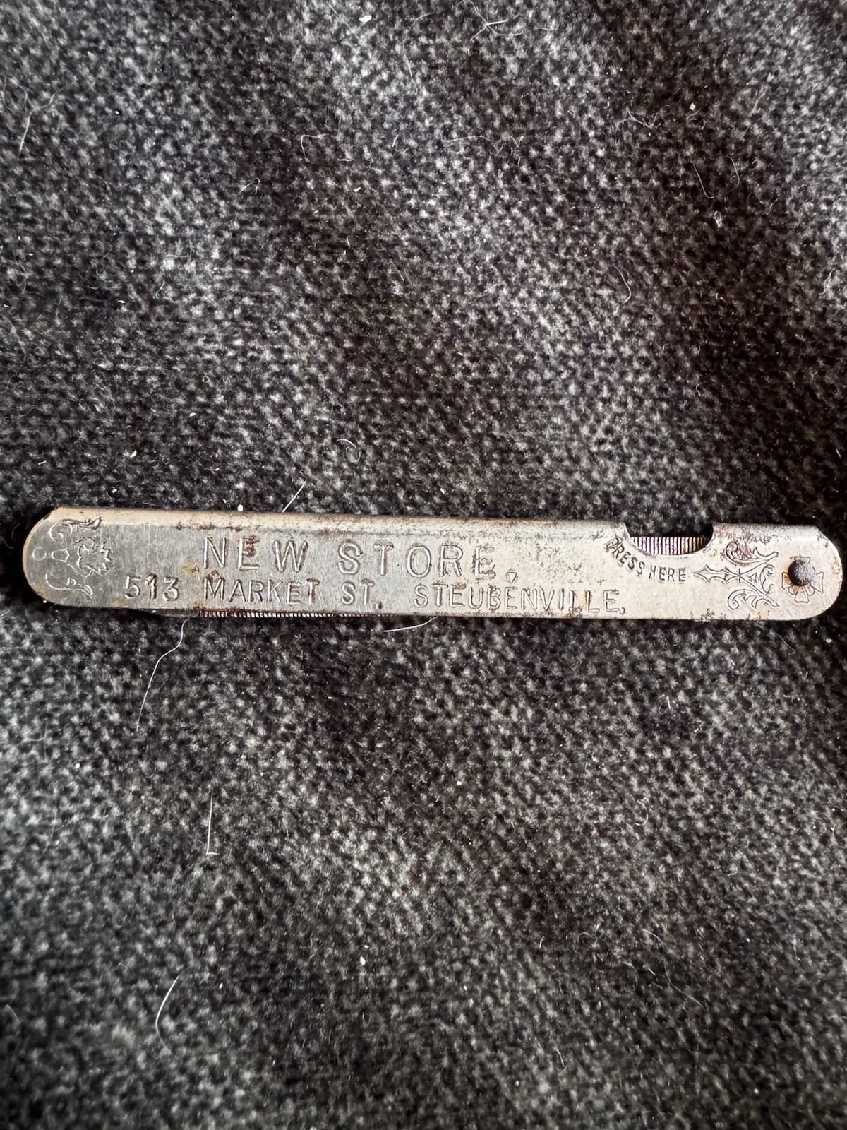 Antique Advertising Nail File Jones And Hamilton Hatters And Haberdashers