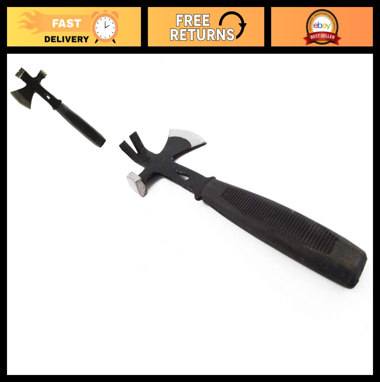 Outdoor Survival Hatchet with Hammer & Pry Bar – Emergency Utility Axe Tool