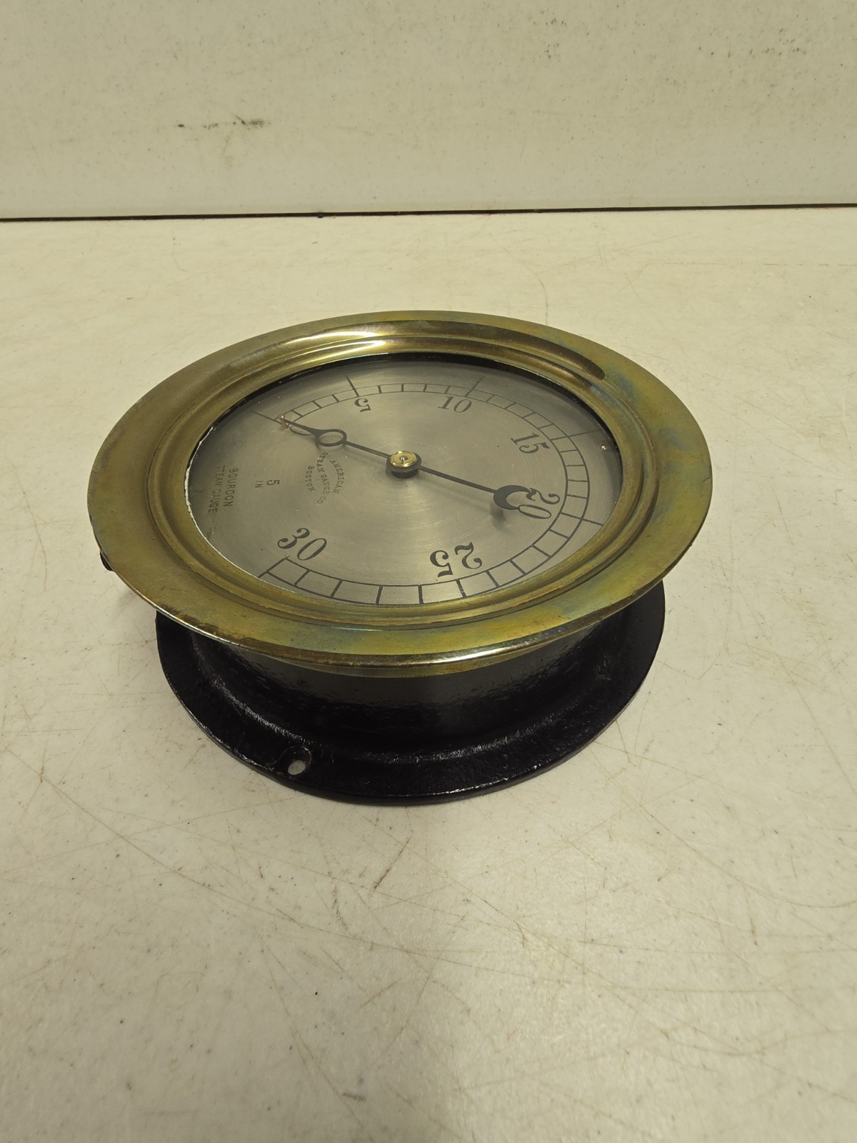 Antique American Steam Gauge Co 30LB Bourdon Steam Valve Gauge