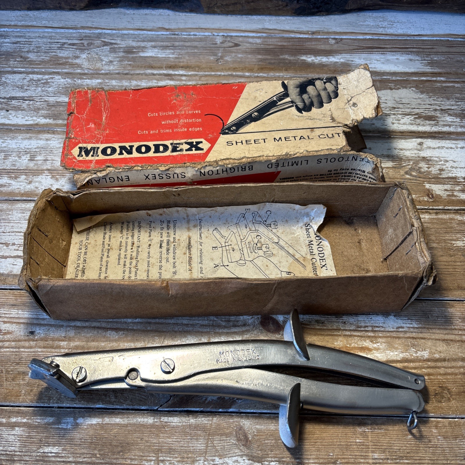 Vintage Monodex Sheet Metal Nips Pliers Metalworking Old Tool