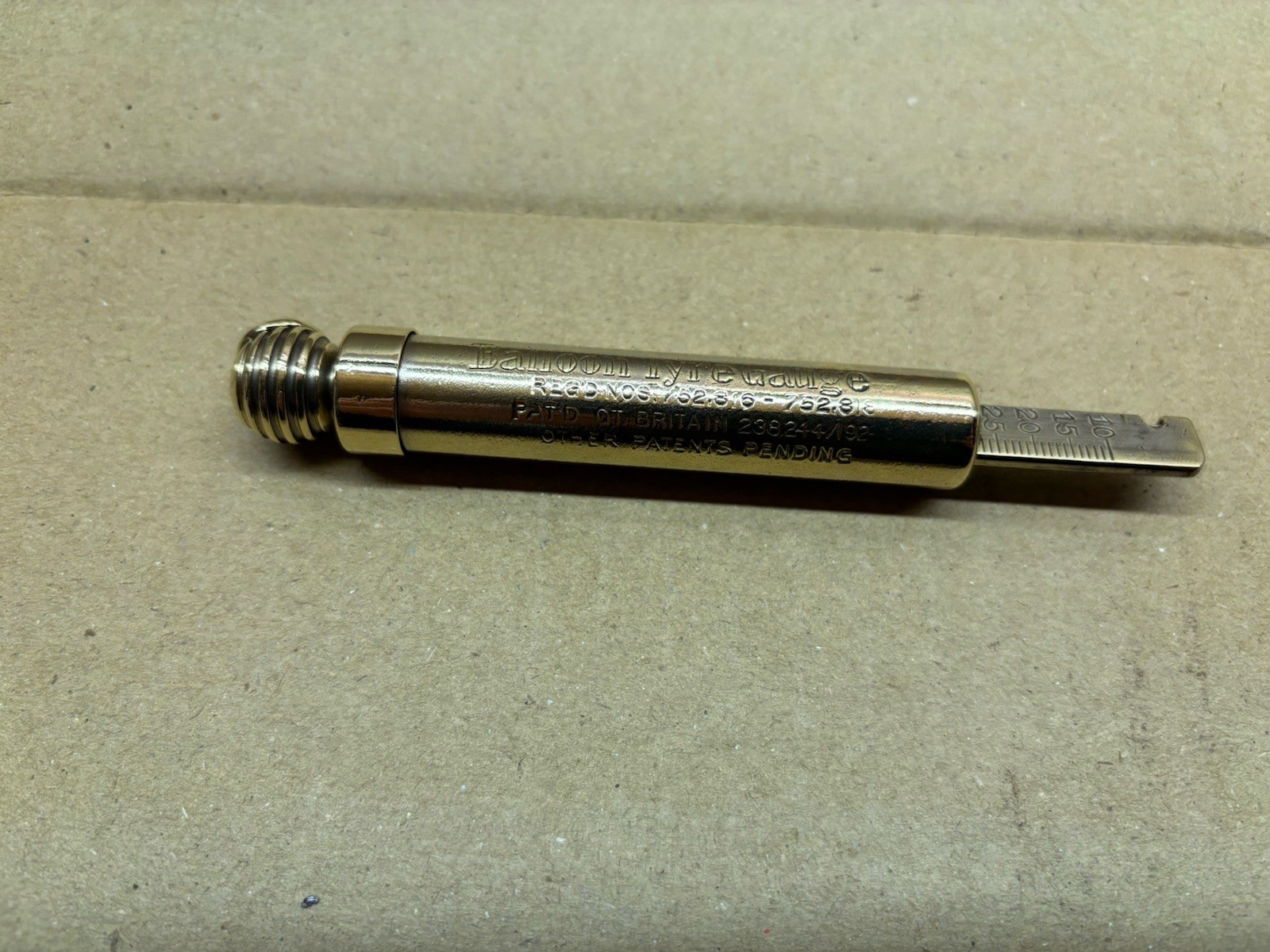Vintage Brass Schrader Balloon Tyre Pressure Gauge,pat Great Britian,