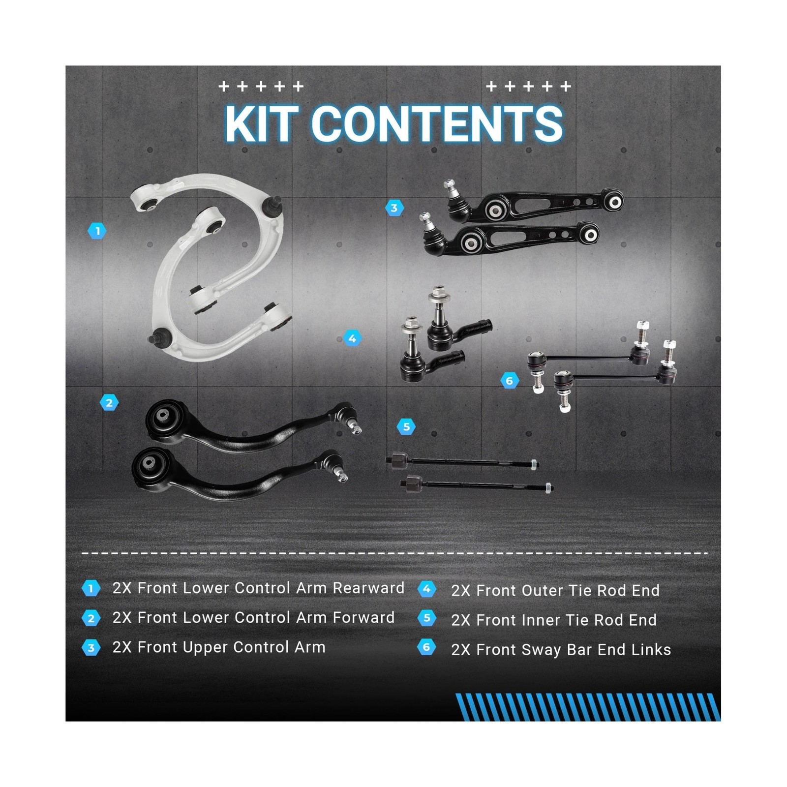 Front Upper and Lower Control Arm Kit Compatible with 2013-2015 Land Rover Ra…
