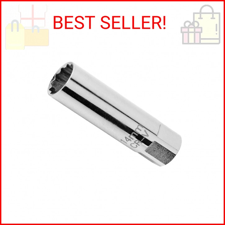 14mm Spark Plug Socket, 3/8 Inch Drive 12-Point Thin Wall Magnetic Spark Plug Re