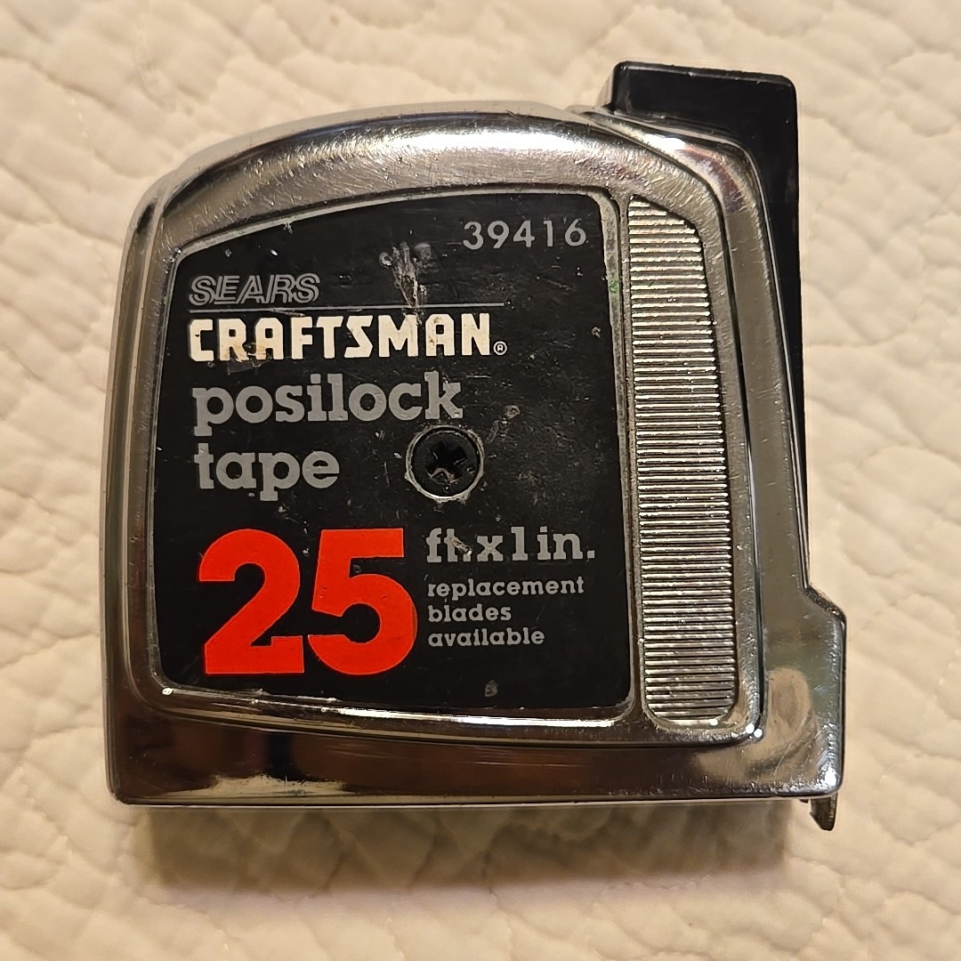 Vintage Sears Craftsman Tape Measure 25’ 1″ #39416 Belt Clip Posilock USA Stud