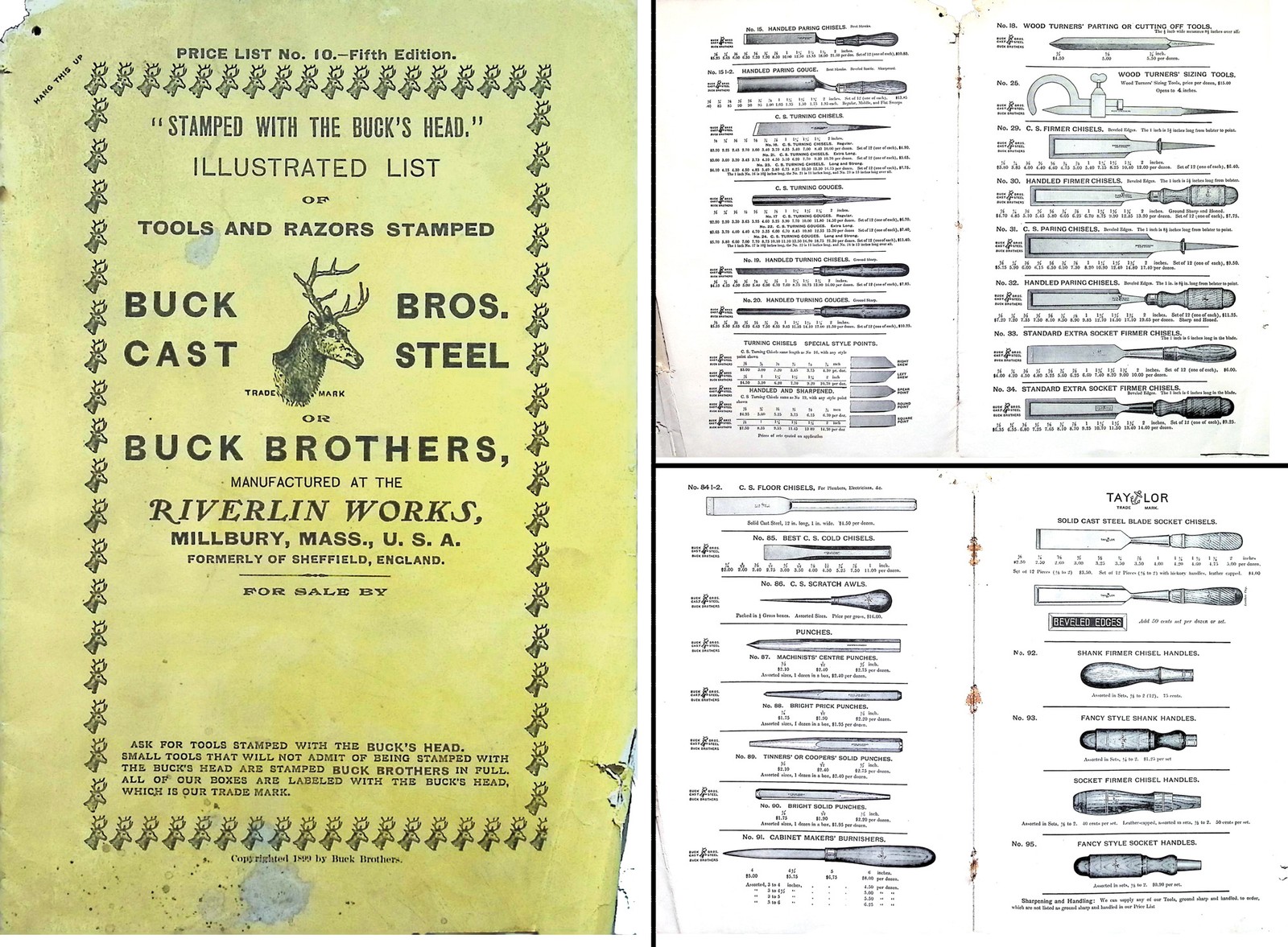 Orig. 1899 Buck Brothers Price LIst of Chisels & Carving Tools – mjdtoolparts