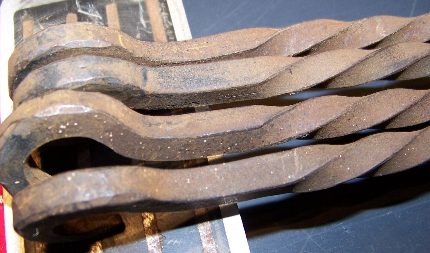 4 Hand Forged Iron Hooks Vintage Hardware Gothic Hook