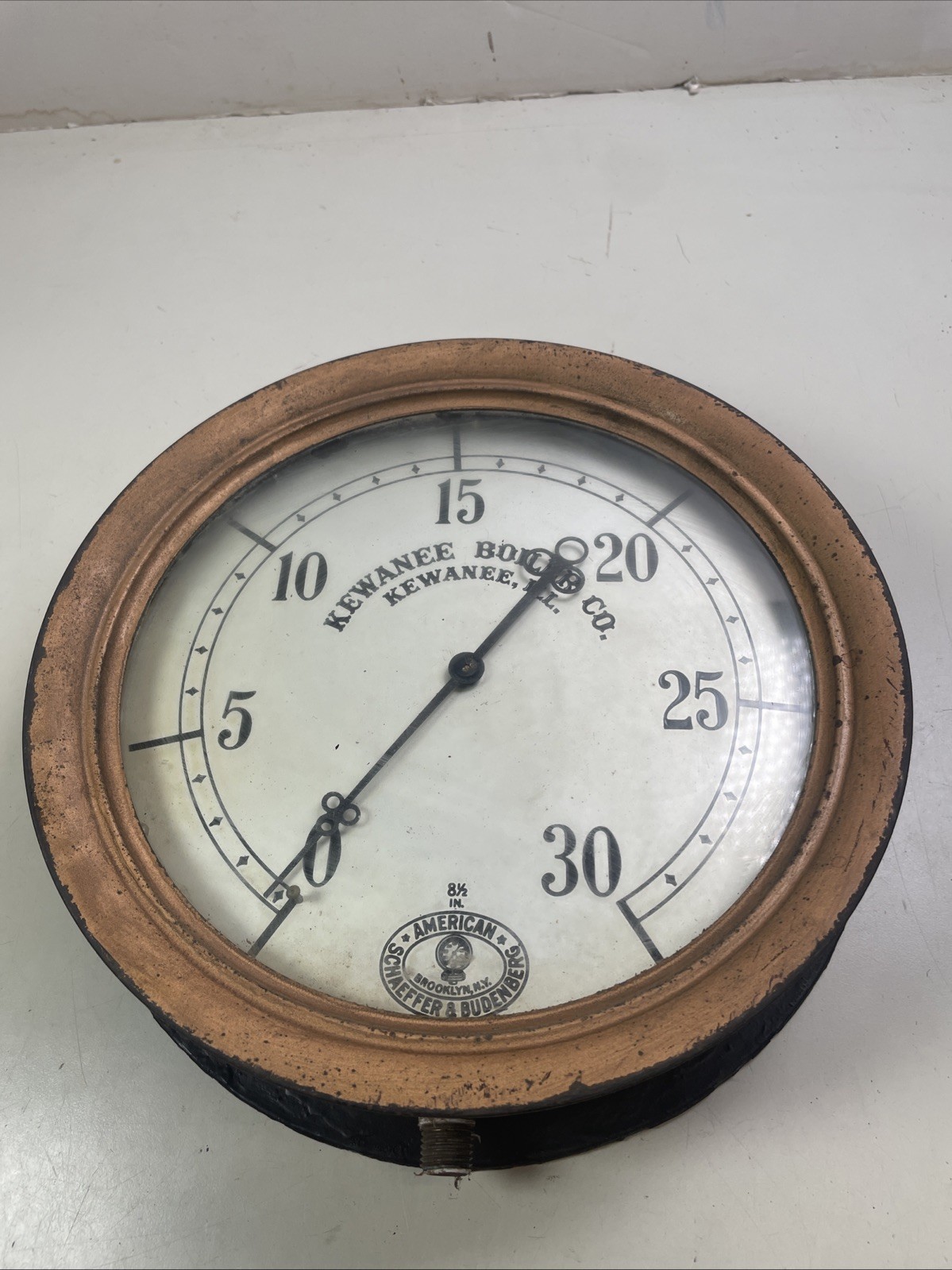 Antique Kewanee Boiler Co. 8-1/2” Steam Pressure Gauge