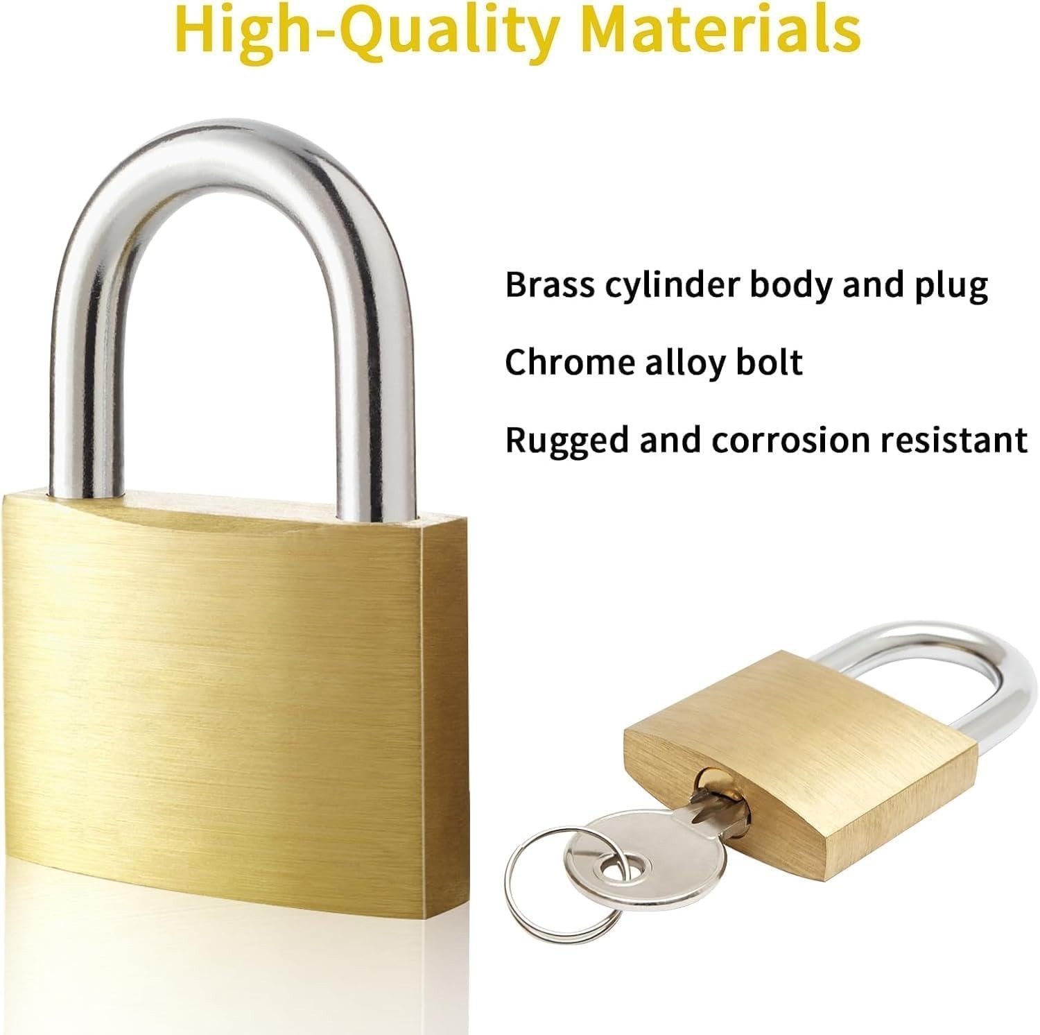 Durable Small Brass Padlocks Set with 6 Keys – Ideal for Indoor/Outdoor Storage