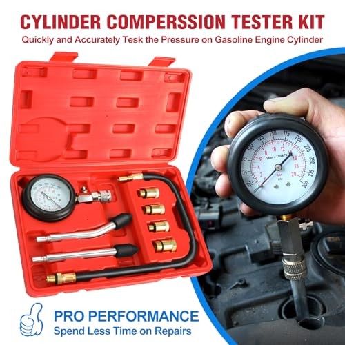 9pcs Compression Tester with Spark Plug Tester – 300PSI Car and Updated