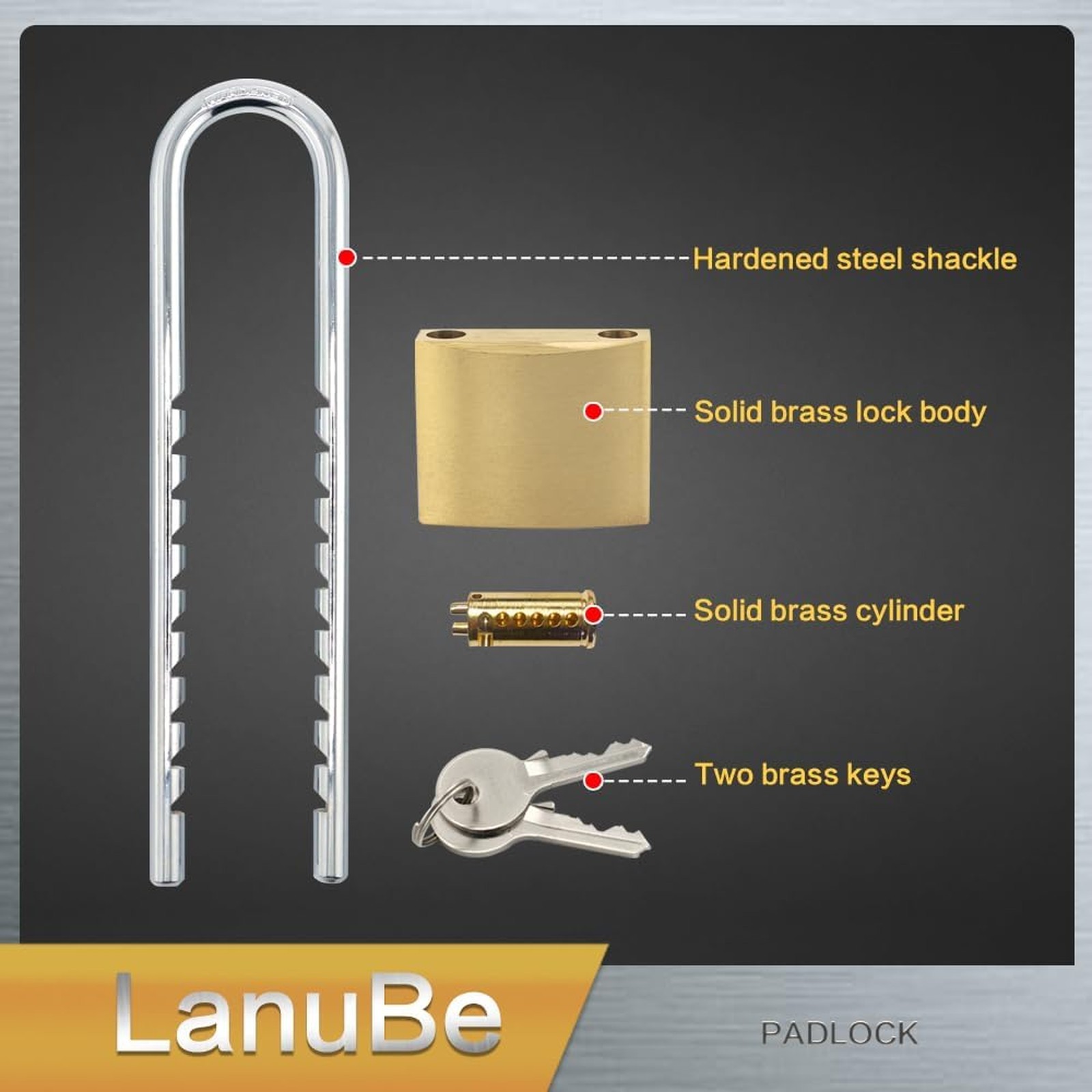 Solid Brass Keyed Alike Padlocks with Adjustable Shackle 2.4 to 6 inches Pack of