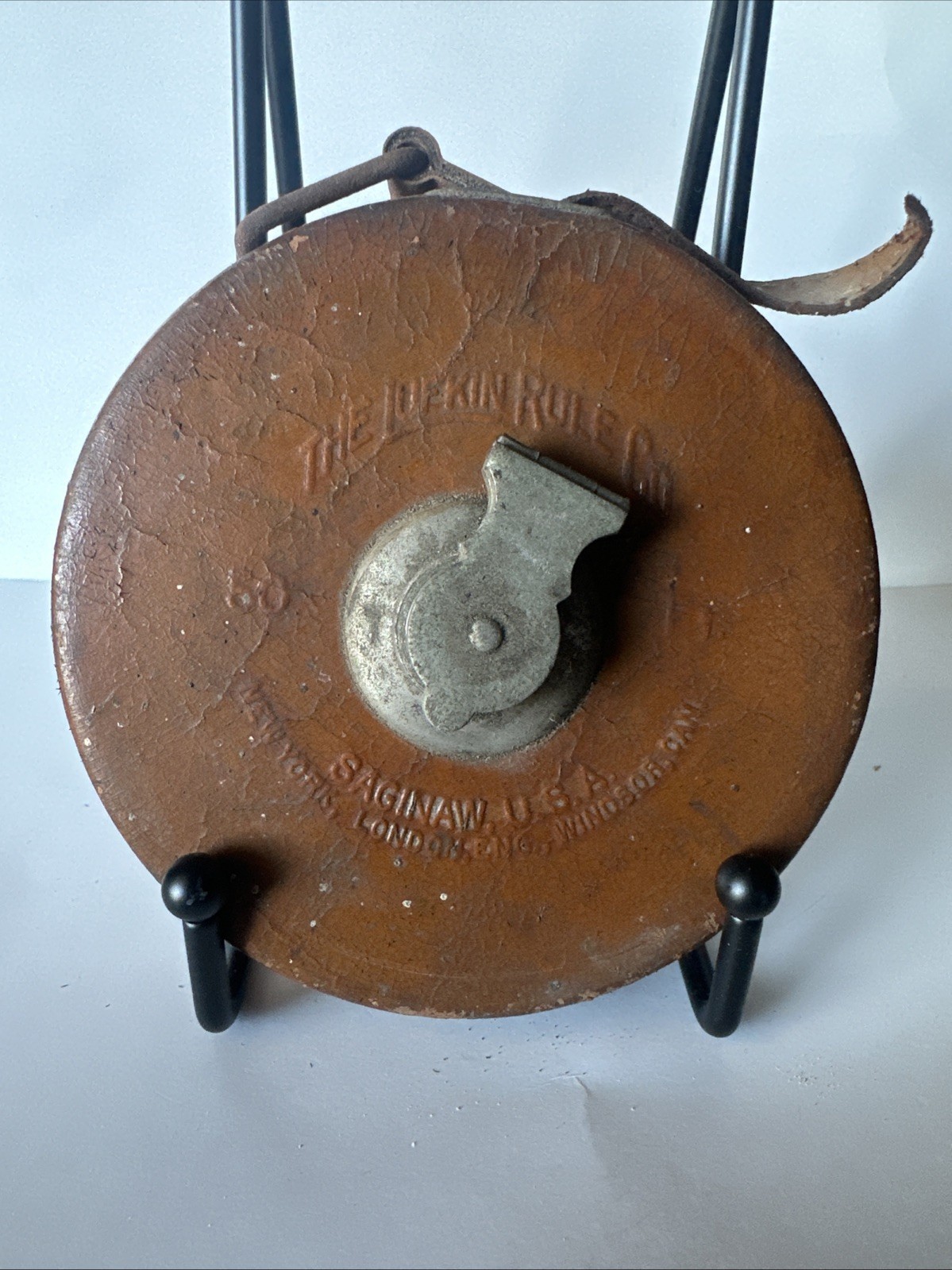 VTG LUFKIN RULE CO. TAPE MEASURE LEATHER CASE 50ft SAGINAW, MI Made In USA