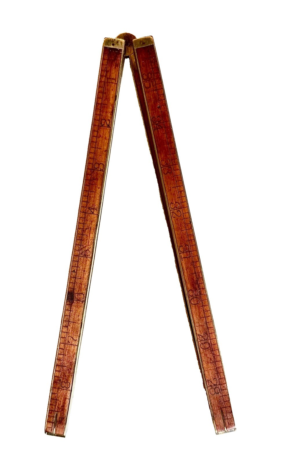 Antique Stanley No 66 3/4 Folding Rule 36” Wood Brass Bound Vintage USA