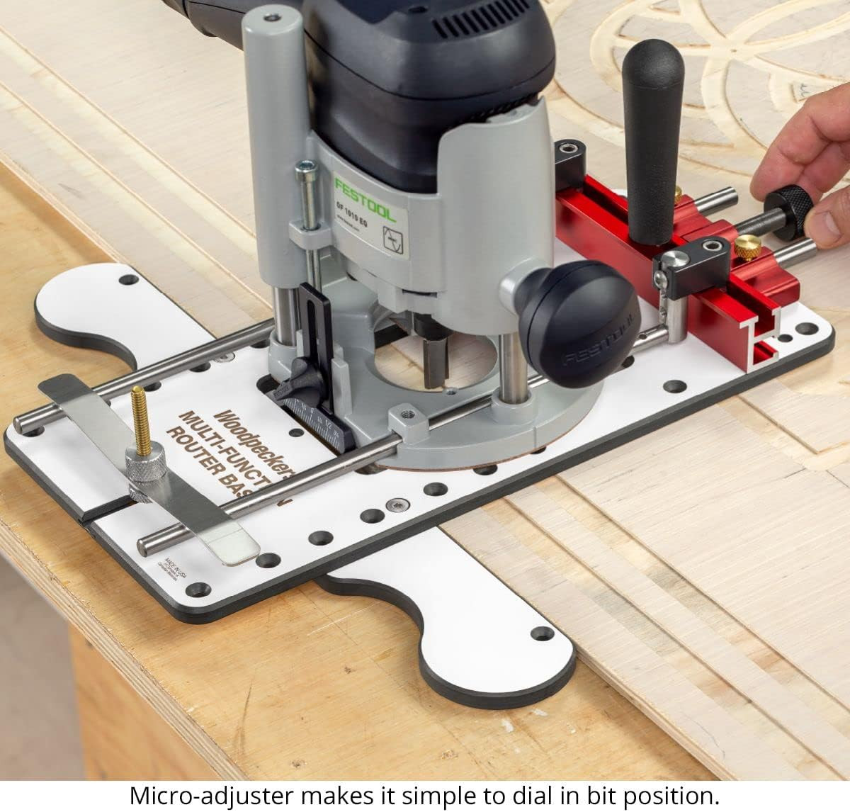 Woodpeckers Multi-Function Router Base 10mm & 1/4″ Guide Rods