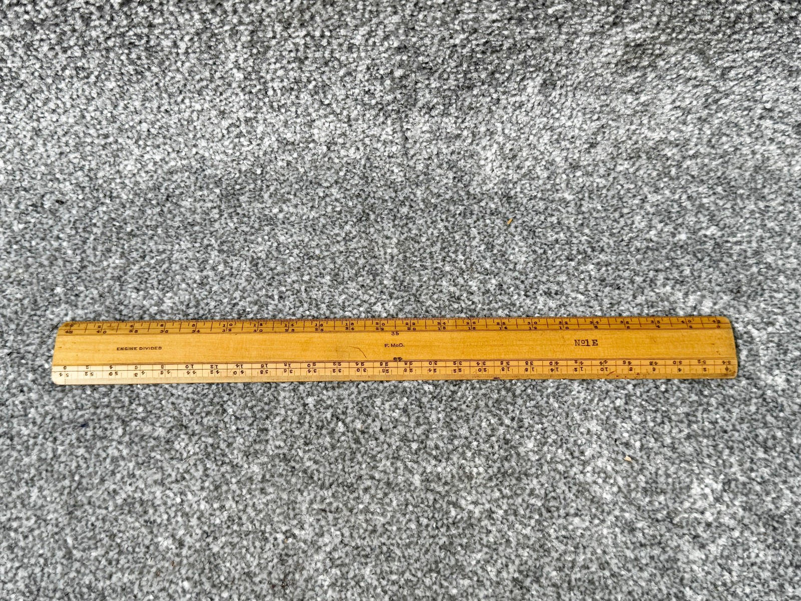 VINTAGE F MCC ENGINEER S RULER ENGINE DIVIDED WOOD DRAFTING MATHEMATICS NO 1 E