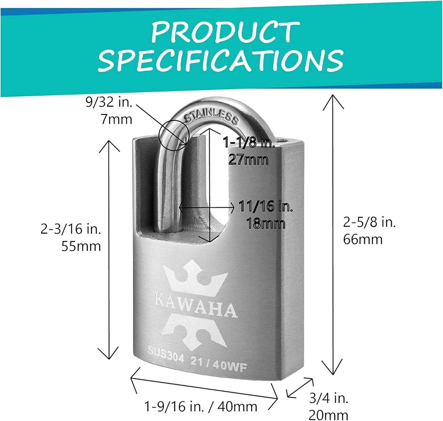Shrouded High Security Stainless Steel Lock – 2 Pack with 6 Keys Included