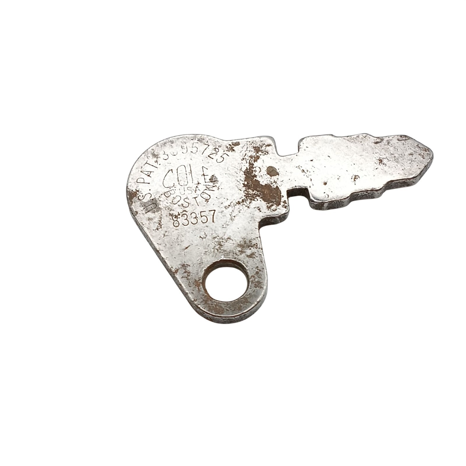Vintage Cole Hersee Heavy Equipment USA Key Metal Key 83357 with Patent Markings