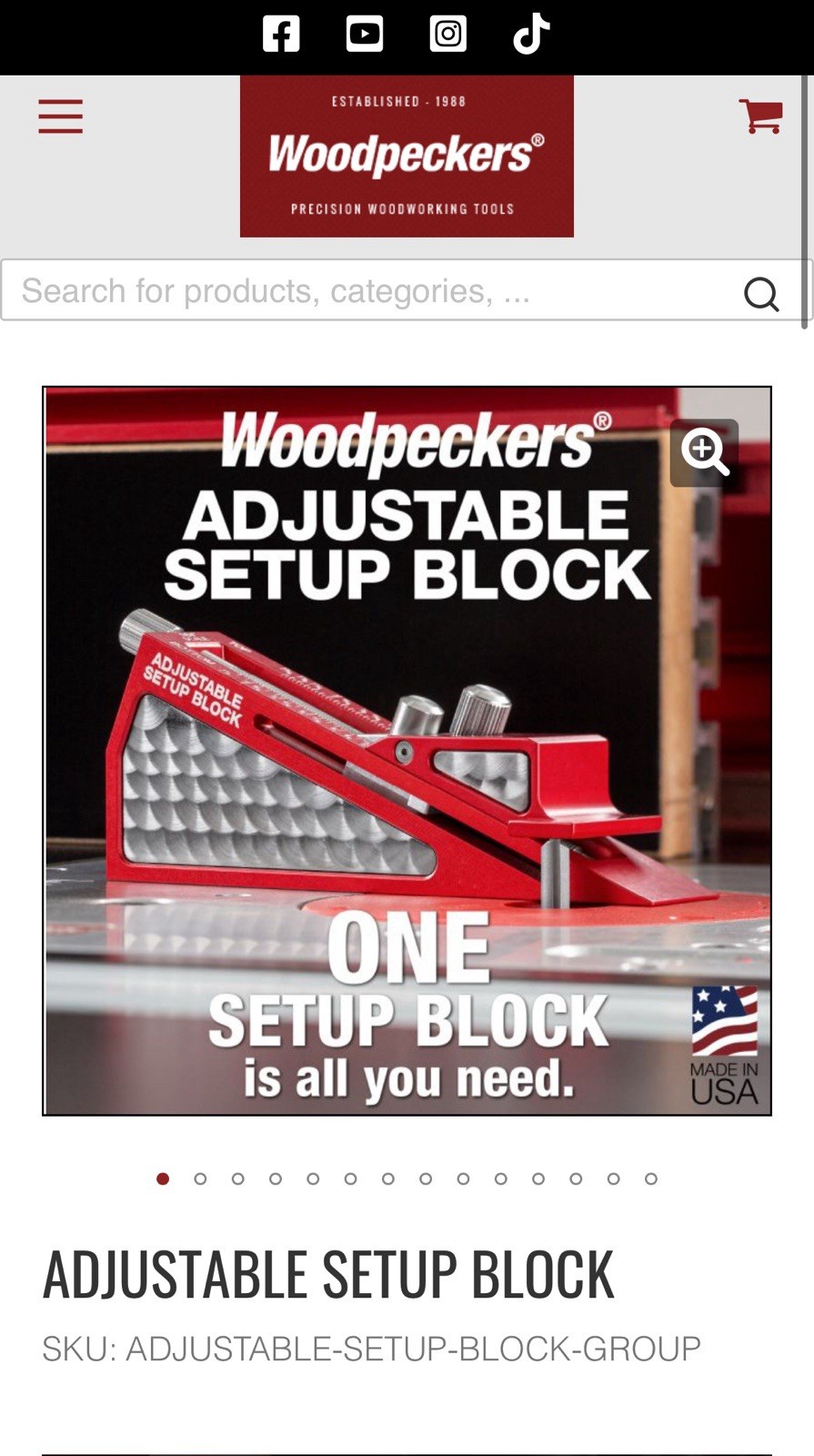 Woodpeckers® ADJUSTABLE SETUP BLOCK
