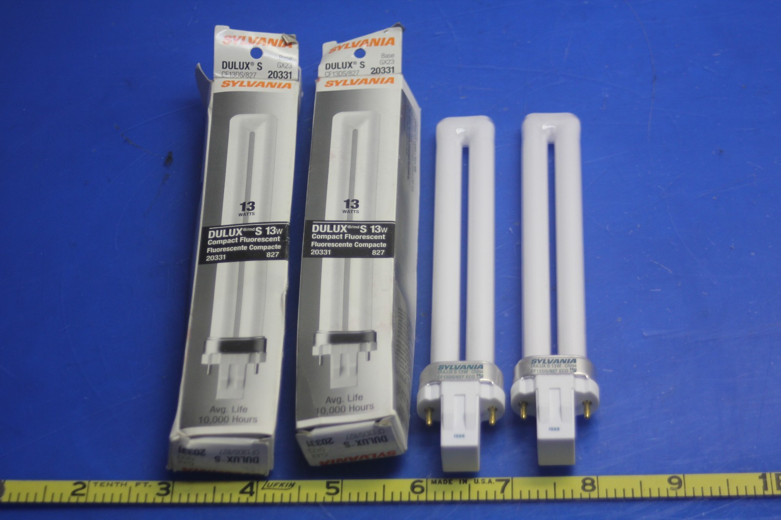 2 Sylvania 20331 Dulux S 13W Compact Fluorescent Light Bulb CF13DS/827