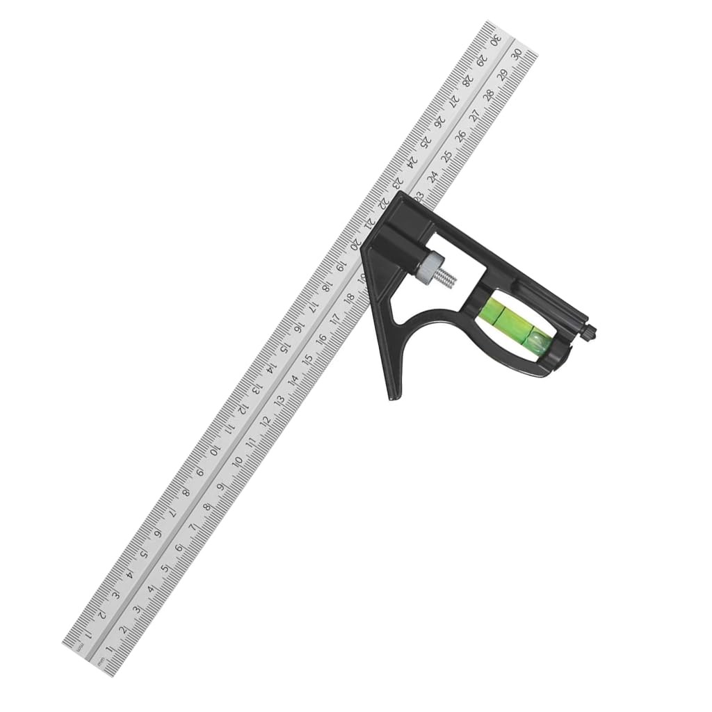Ryqoru 12-Inch Combination Square, Metric & Imperial, Etched 1/16 in & Black