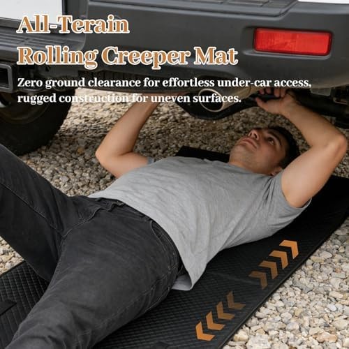 Rolling Creeper Mat, 60″x28″ Zero Ground Clearance Mechanic Mat for Working U…
