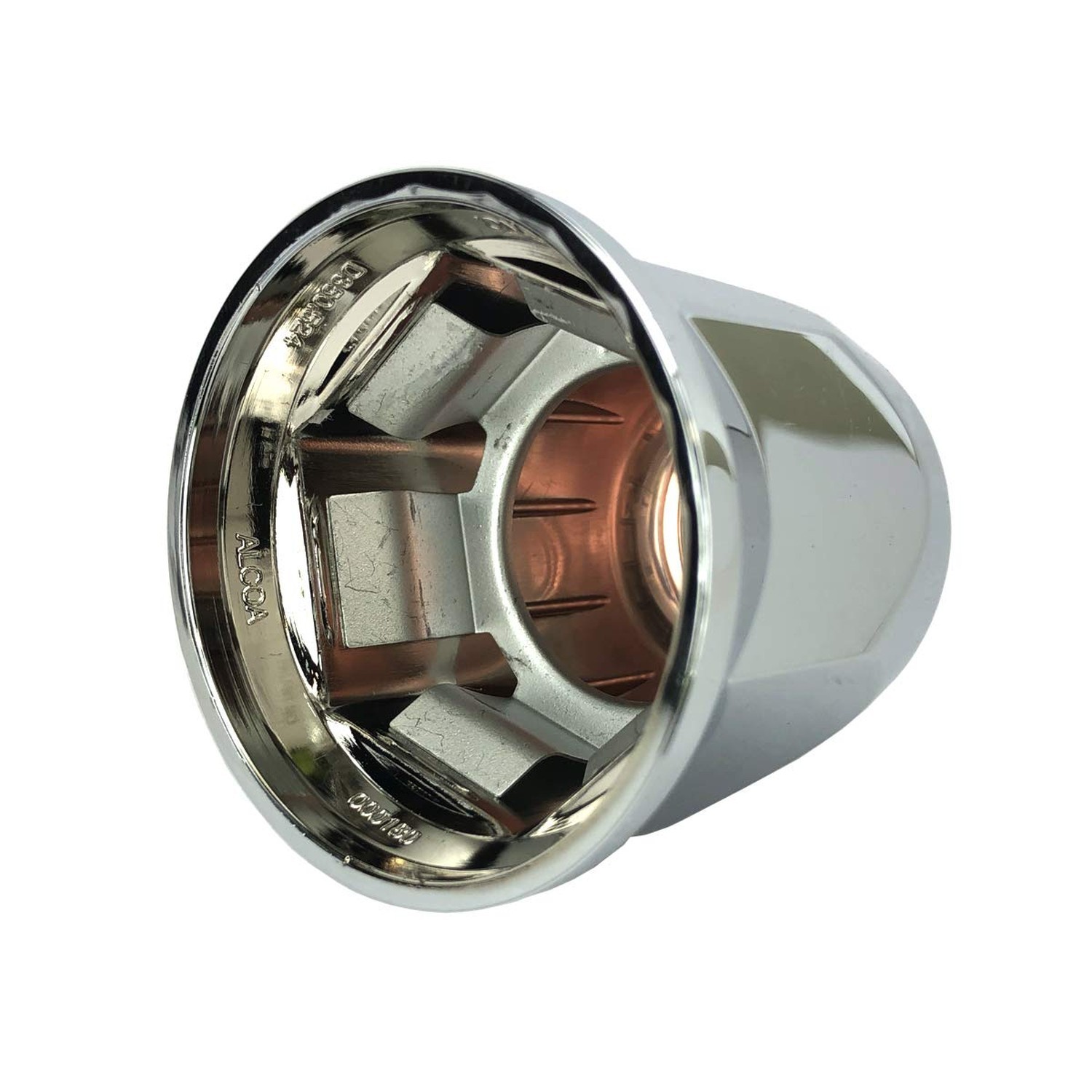 10 Alcoa 33mm Chrome Push On Hex Lug Nut Cover with Flange, Interior Metal Cl…