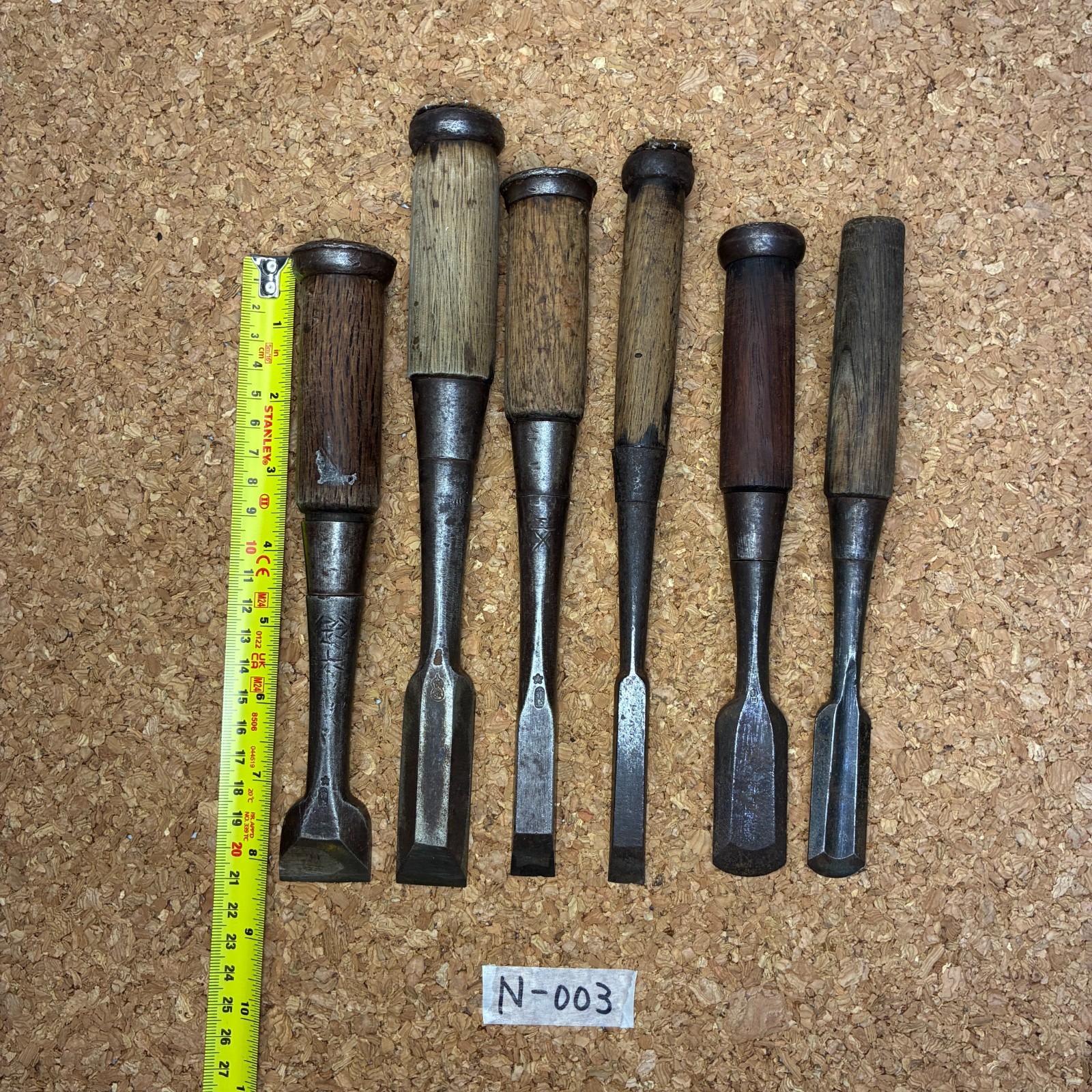 Japanese Nomi, Chisel ,#N-003 , Set of 6 ,used, made in Japan 255mm,
