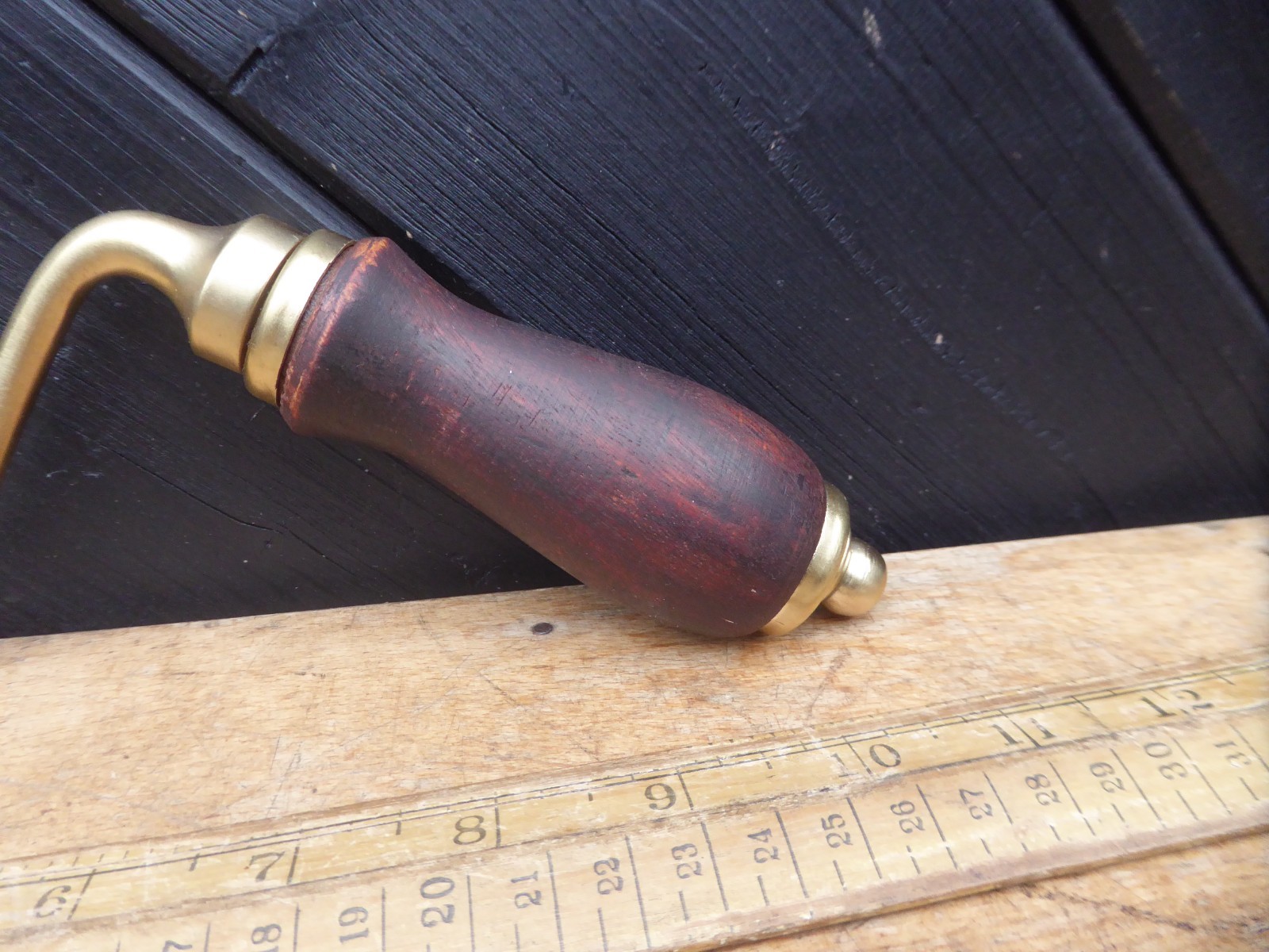 Brass crank tool with wooden handle – good quality crank handle tool (M
