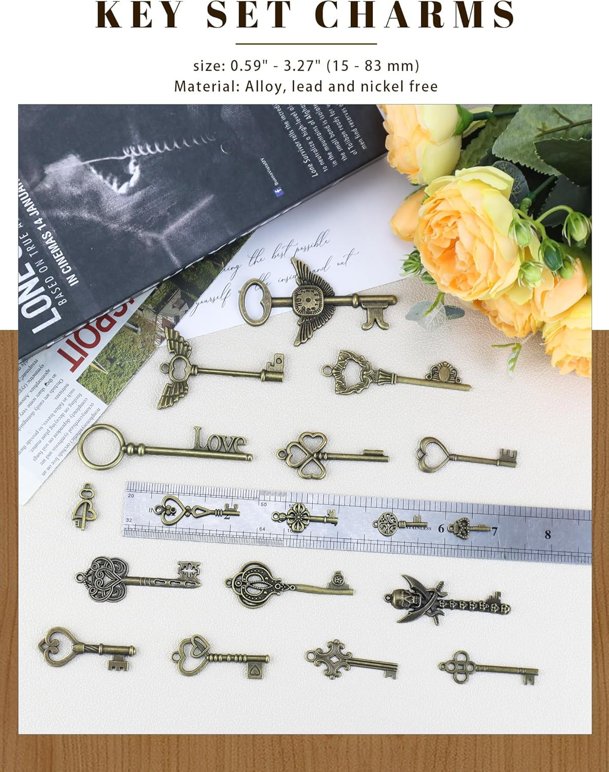 Vintage Skeleton Keys, Wholesale Bulk Lots Mixed Set of 100 Antique Bronze Br…