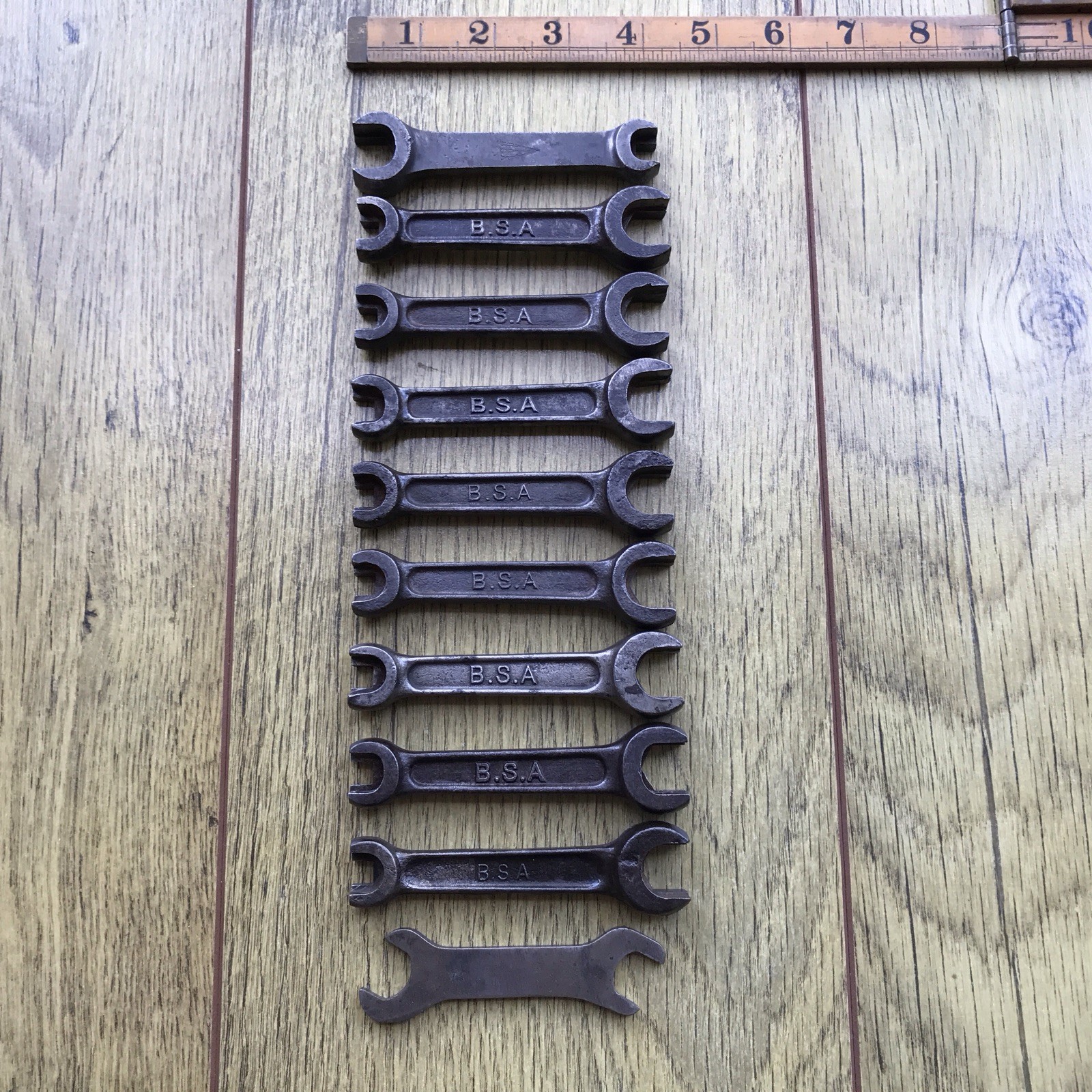 10 vintage BSA Classic Motor Bike Tool Kit Spanner’s.