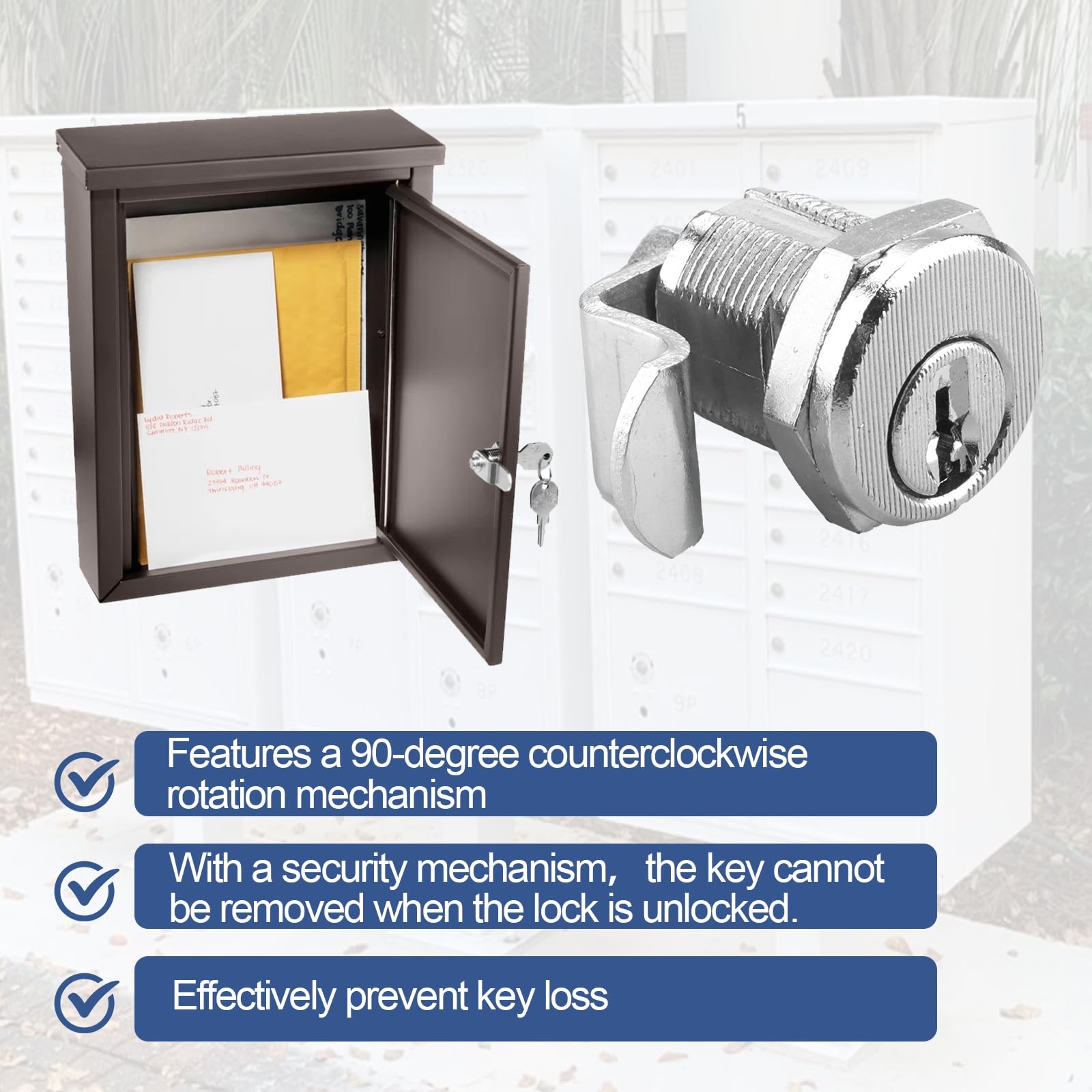 S 4573 Mailbox Lock Replacement Compatible with Auth-Florence Vital Silver