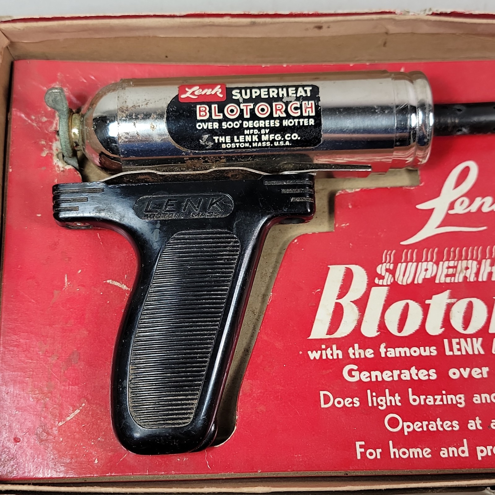 Vintage Pistol Grip Blowtorch Lenk Superheat Blotorch No 222 w/ Original Box