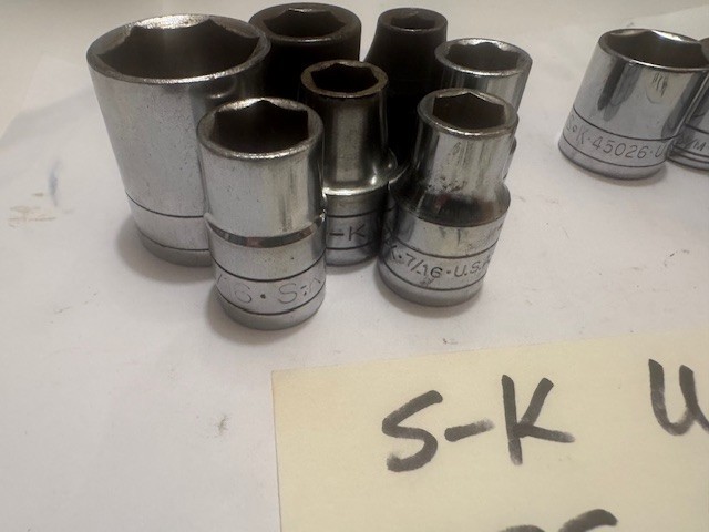 MADE USA VINTAGE S – K WAYNE 11 PC ASSORTED 1/2″ & 3/8″ DRIVE SOCKETS
