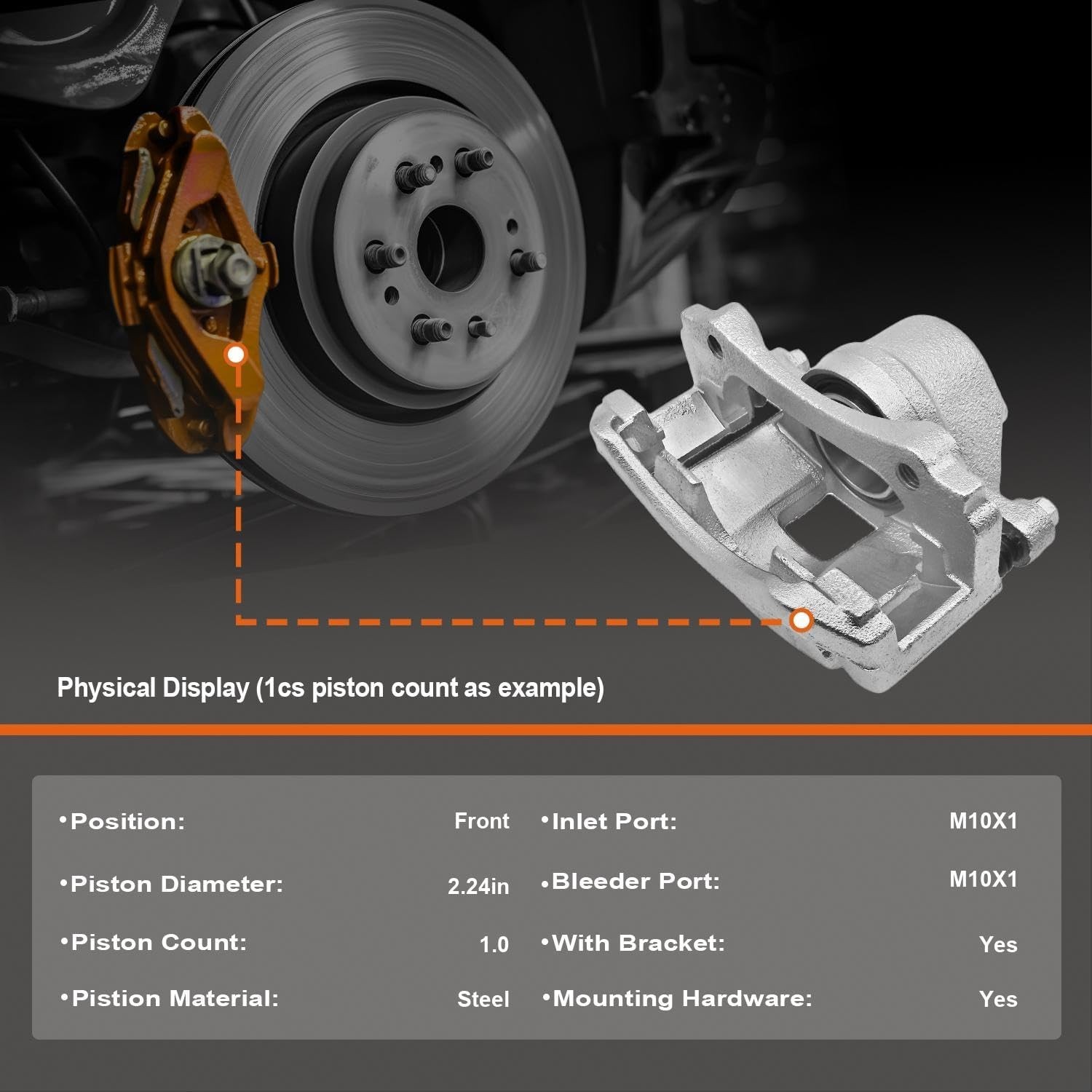 Front Brake Caliper with Bracket Compatible with Nissan 1989-1999 Maxima, 200…