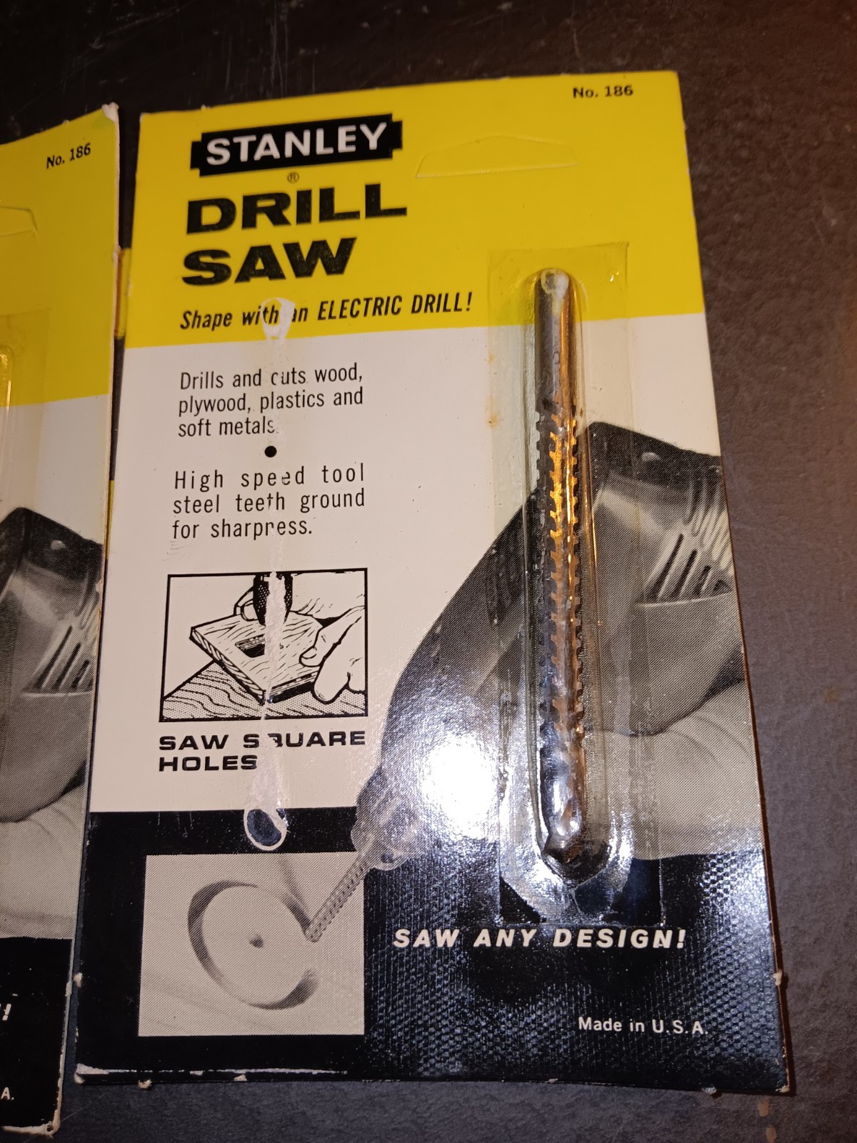 3Vintage Stanley Drill Saw #186 High Speed Steel Made in USA NOS Old New Stock