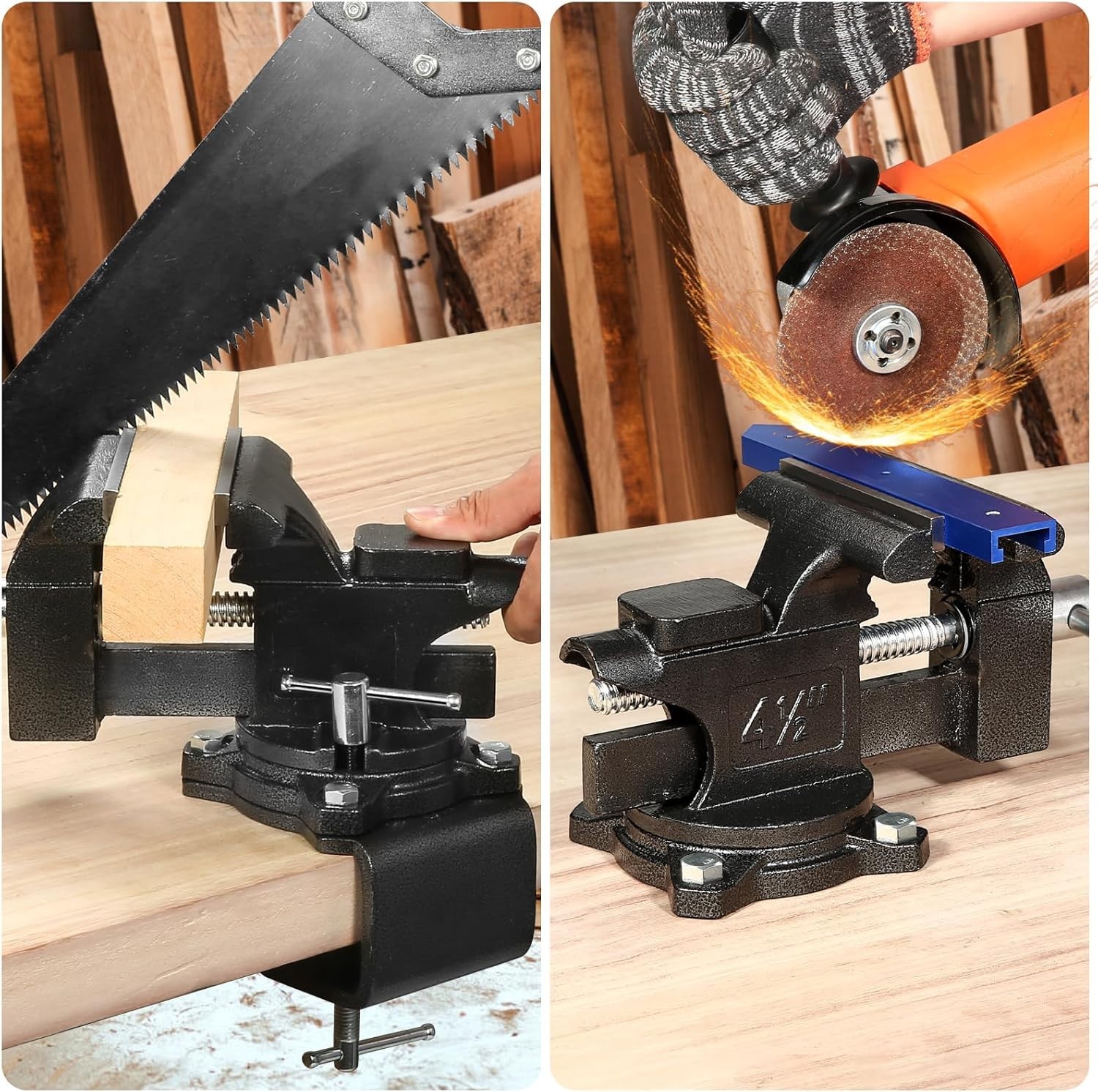 2-in-1 Multi-Purpose Table Vise – 4-1/2″ Jaw Width for Home Workshop Projects