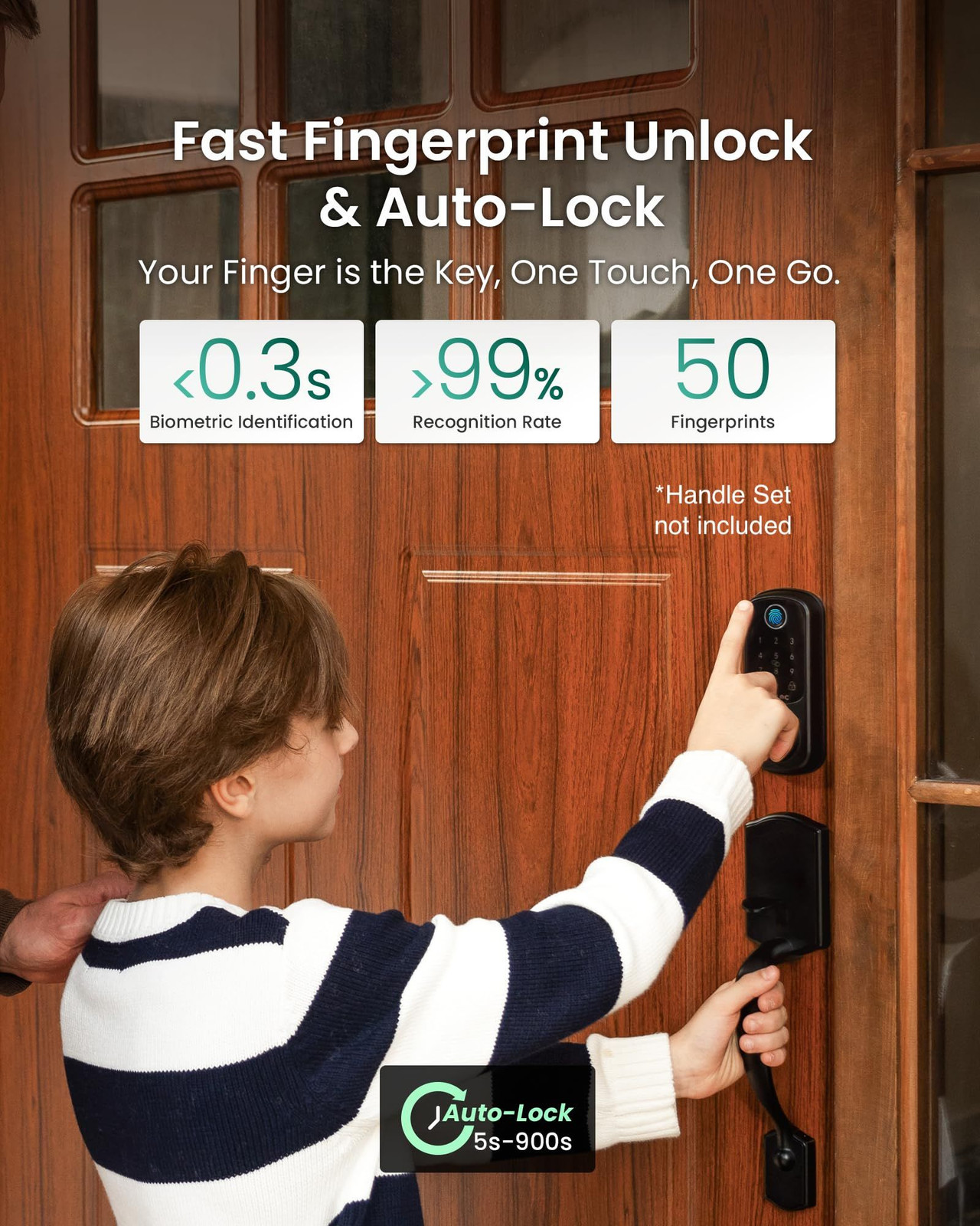 DESLOC B200 Fingerprint Smart Door Lock with App 6.1 *2.87 * 0.98 inch, Black