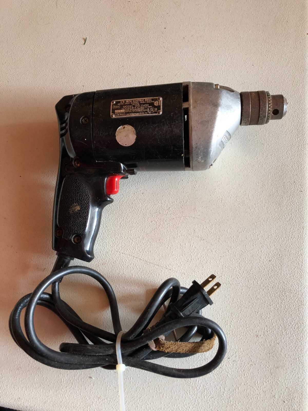 Sears Craftsman 3/8 Electric Drill Type 1 Reversible 1100rpm 315.11450 #TOOL BIN