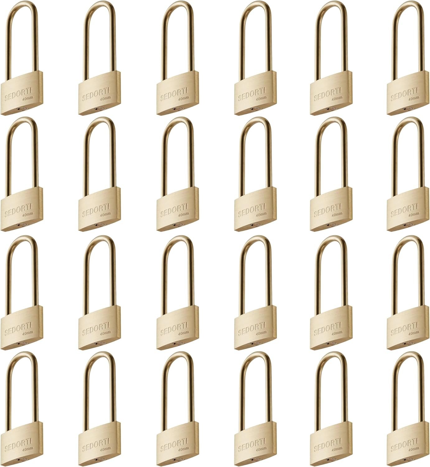 Durable Brass Padlocks: 24 Pack, Keyed Alike, Indoor/Outdoor, Anti-Corrosion