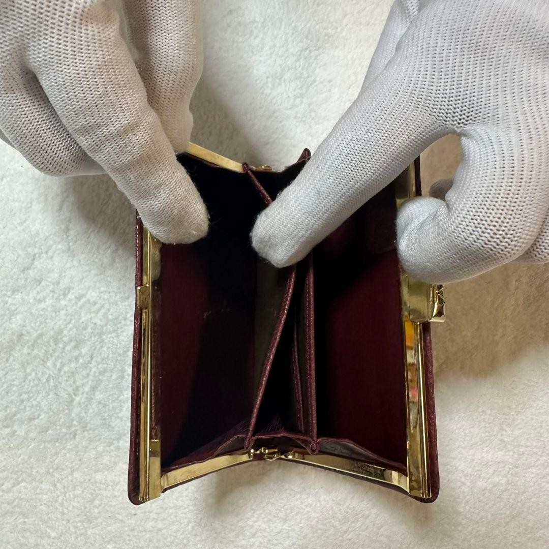 Valentino Garavani Coin Purse Vintage Wallet Burgundy Leather Used 8x12cm