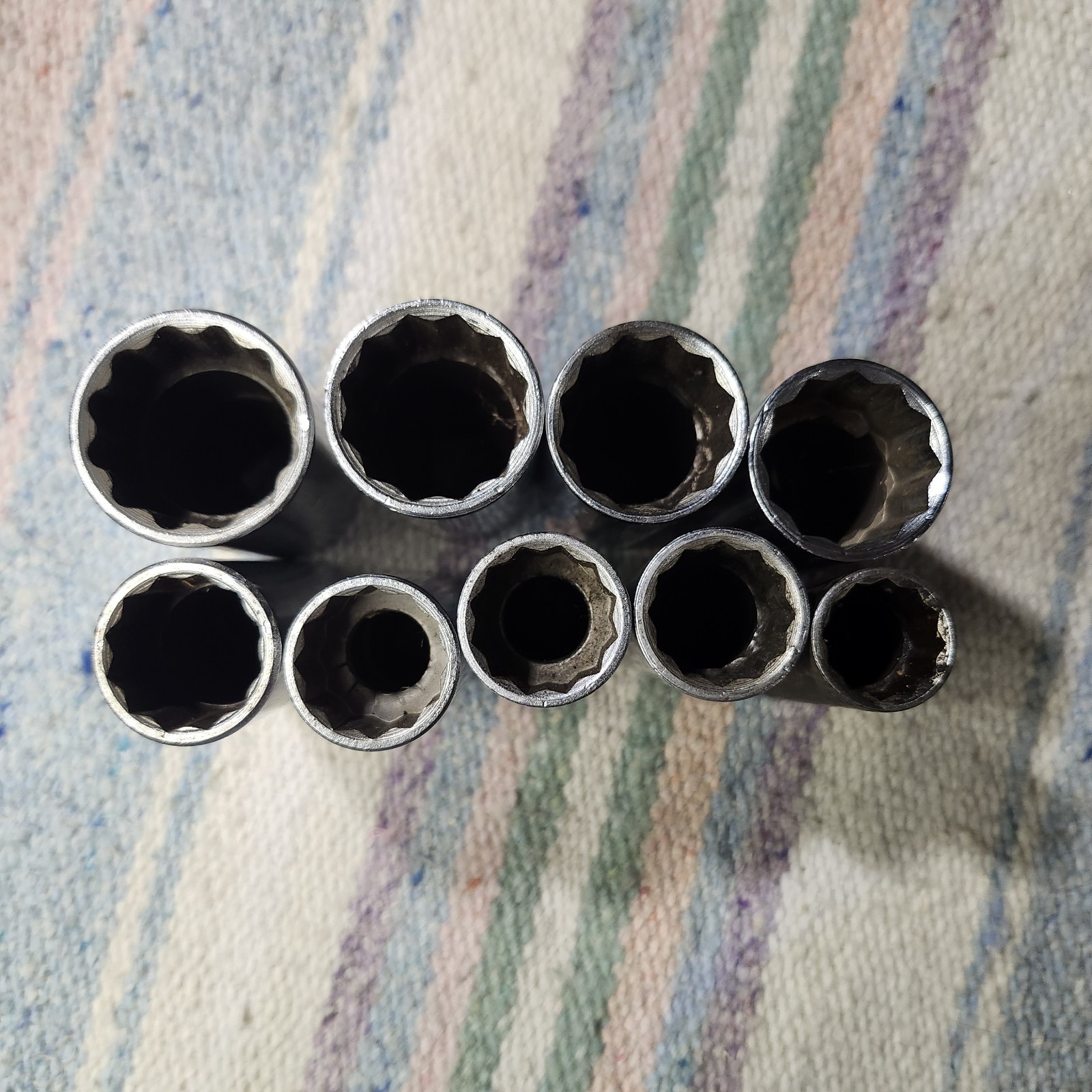 Vintage BON-E-CON Lot of 9 Deep Well 1/2″ Drive Sockets